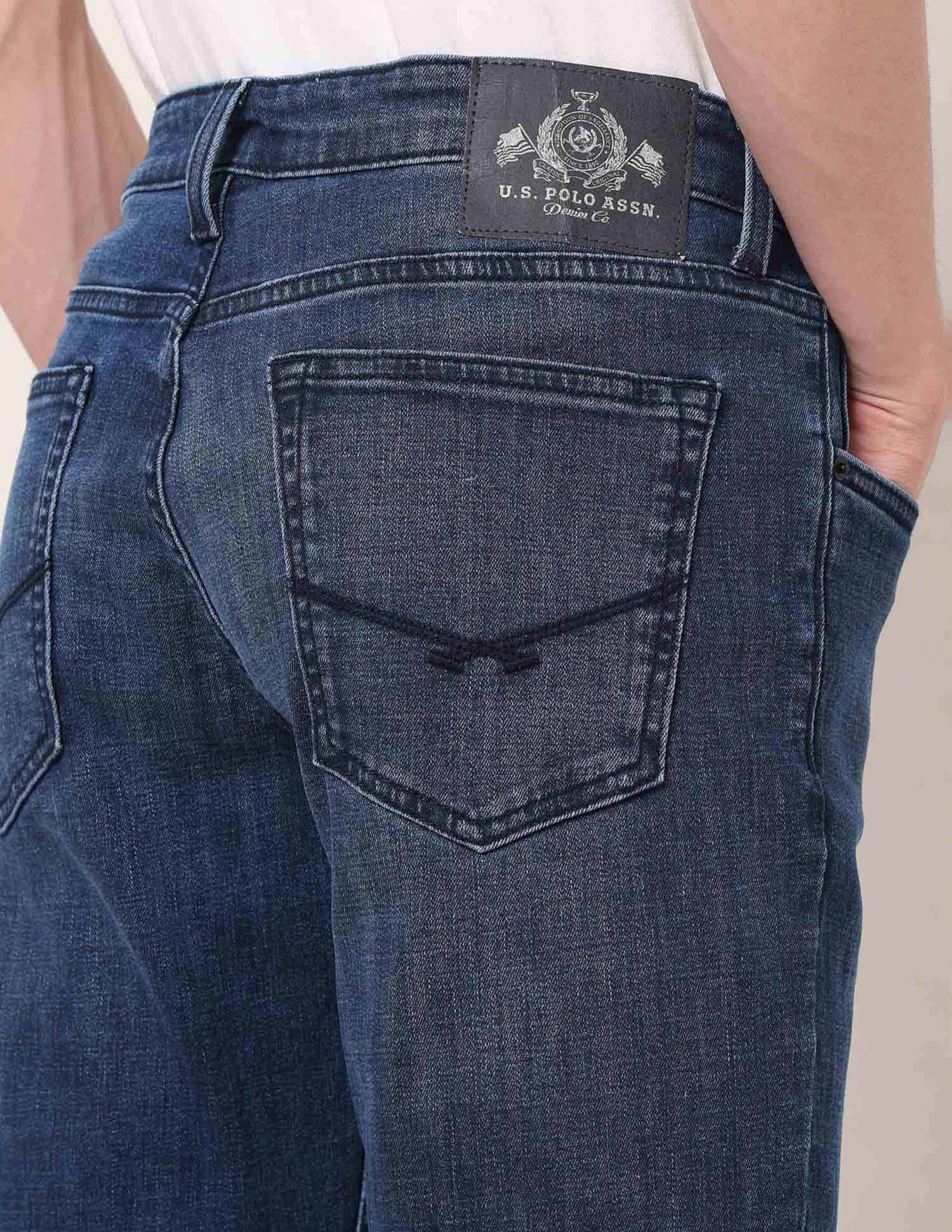 Brandon Slim Tapered Fit Blue Jeans Med Blue - U.S. POLO ASSN. | Large