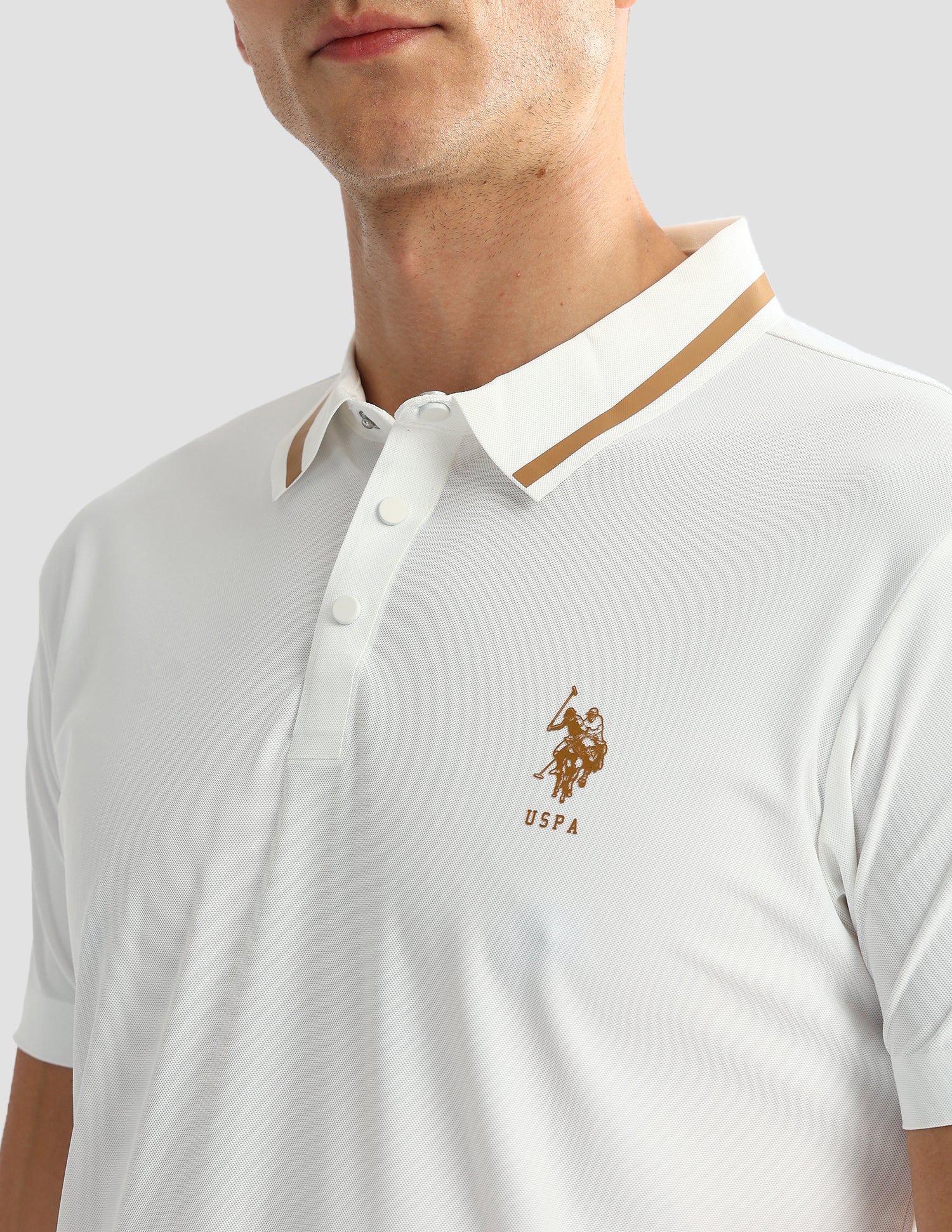 Solid Slim Polo Shirt Off White - U.S. Polo Assn. India | Large