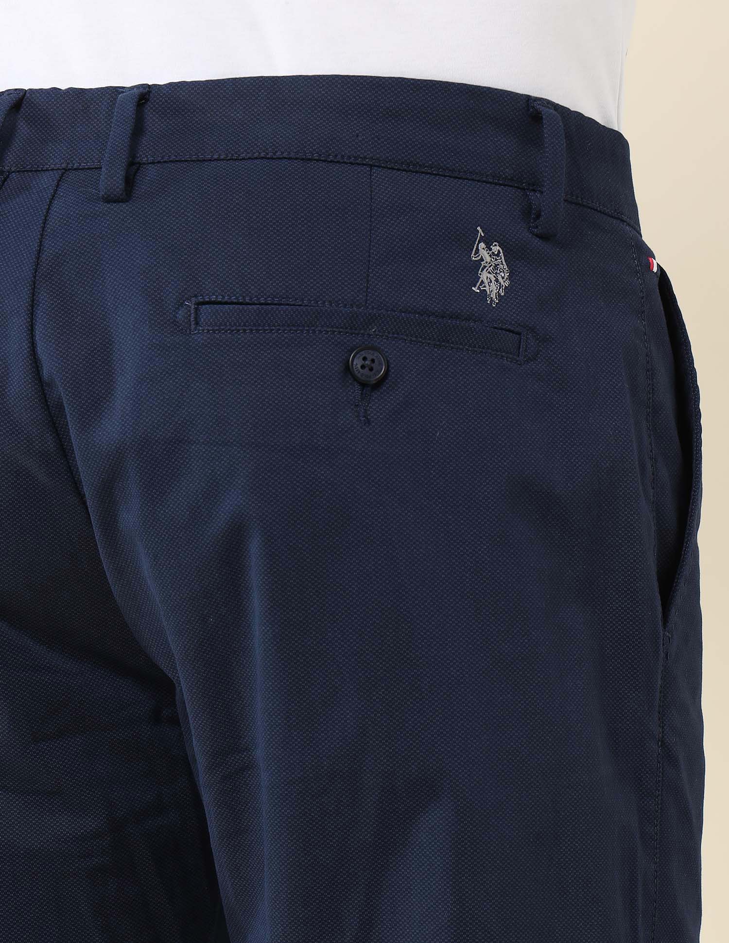 Solid Riley Fit Straight Fit Trousers Navy - U.S. POLO ASSN. | Large
