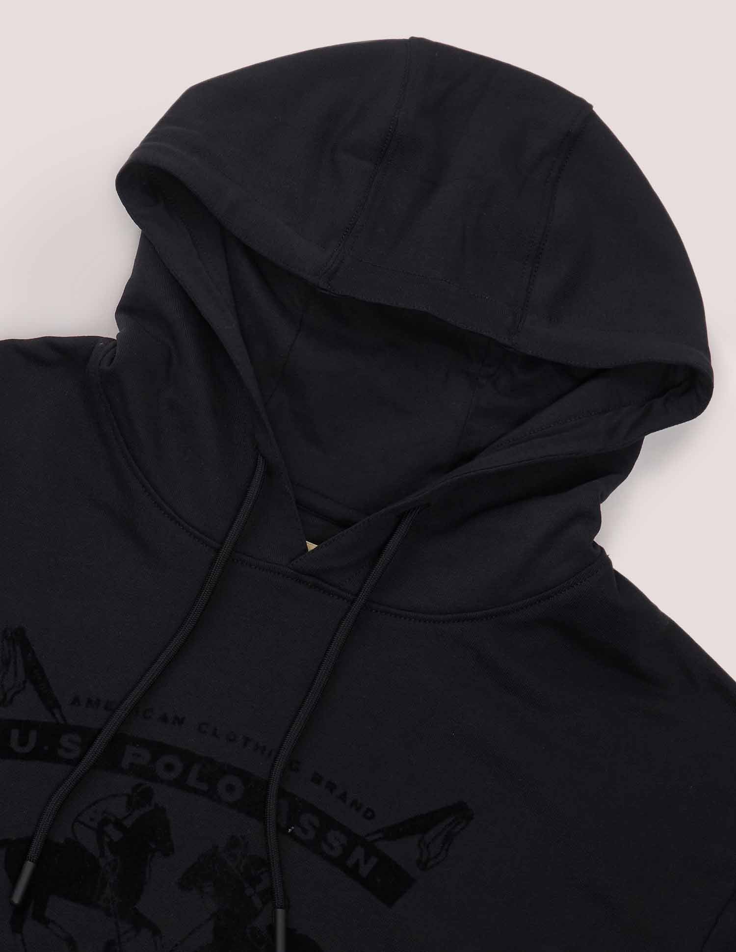 Brand Printed Hooded Sweatshirt Black - U.S. Polo Assn. India | Large