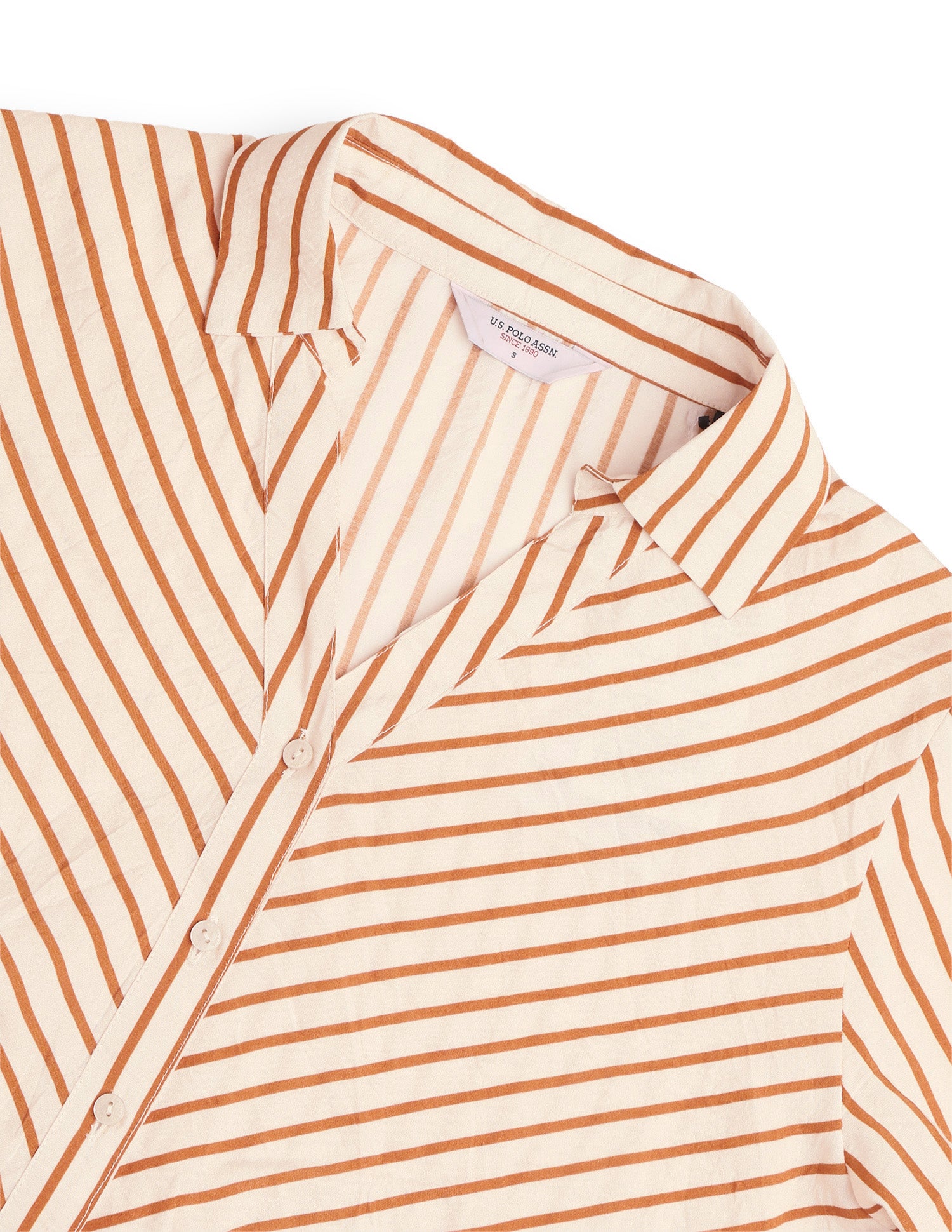Diagonal Striped Regular Fit Shirt Mustard - U.S. Polo Assn. India | Large