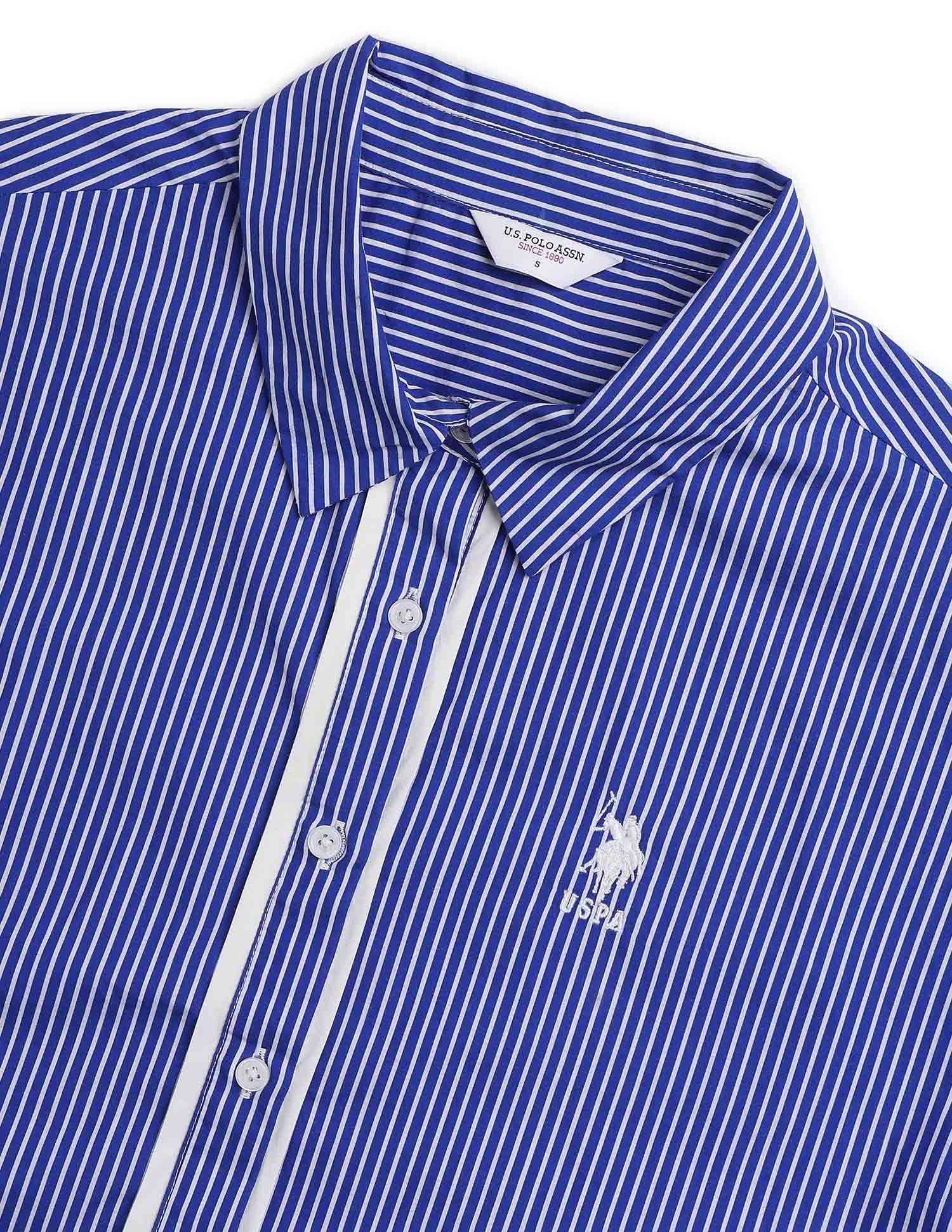 Vertical Striped Regular Fit Shirt Blue - U.S. POLO ASSN. | Large