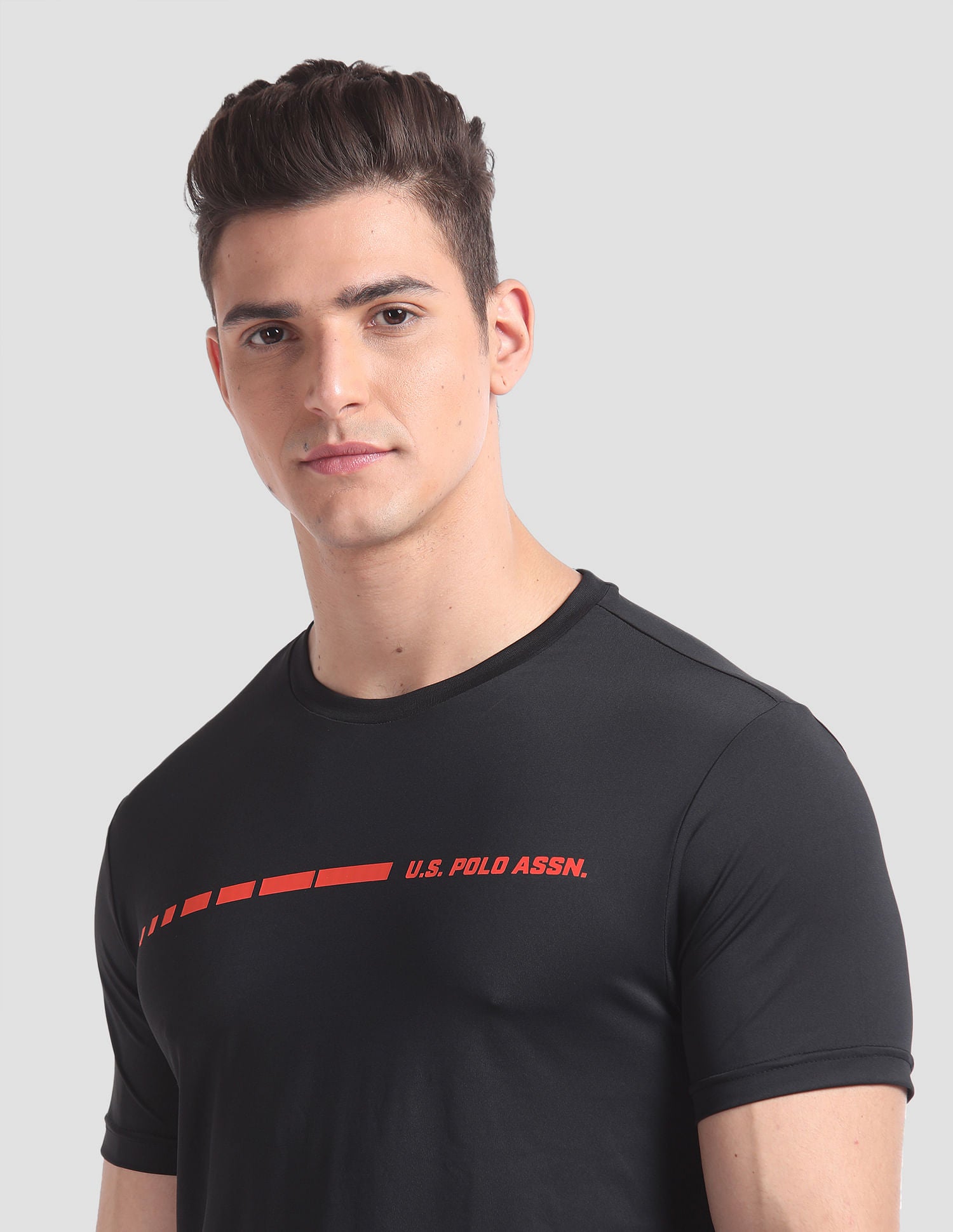 Small Brand Print AE001 Lounge T-Shirt - Pack Of 1 Black - U.S. POLO ASSN. | Large