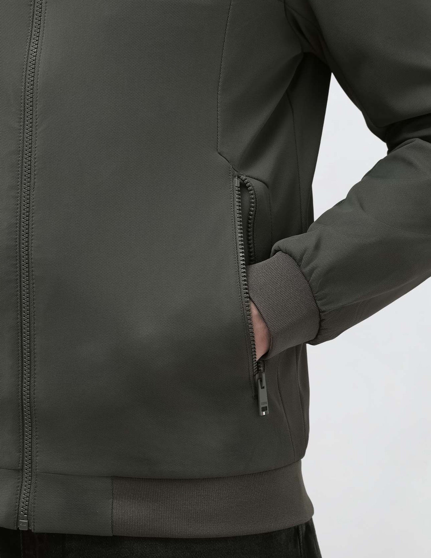 Mock Collar Solid Jacket Dark Olive - U.S. Polo Assn. India | Large