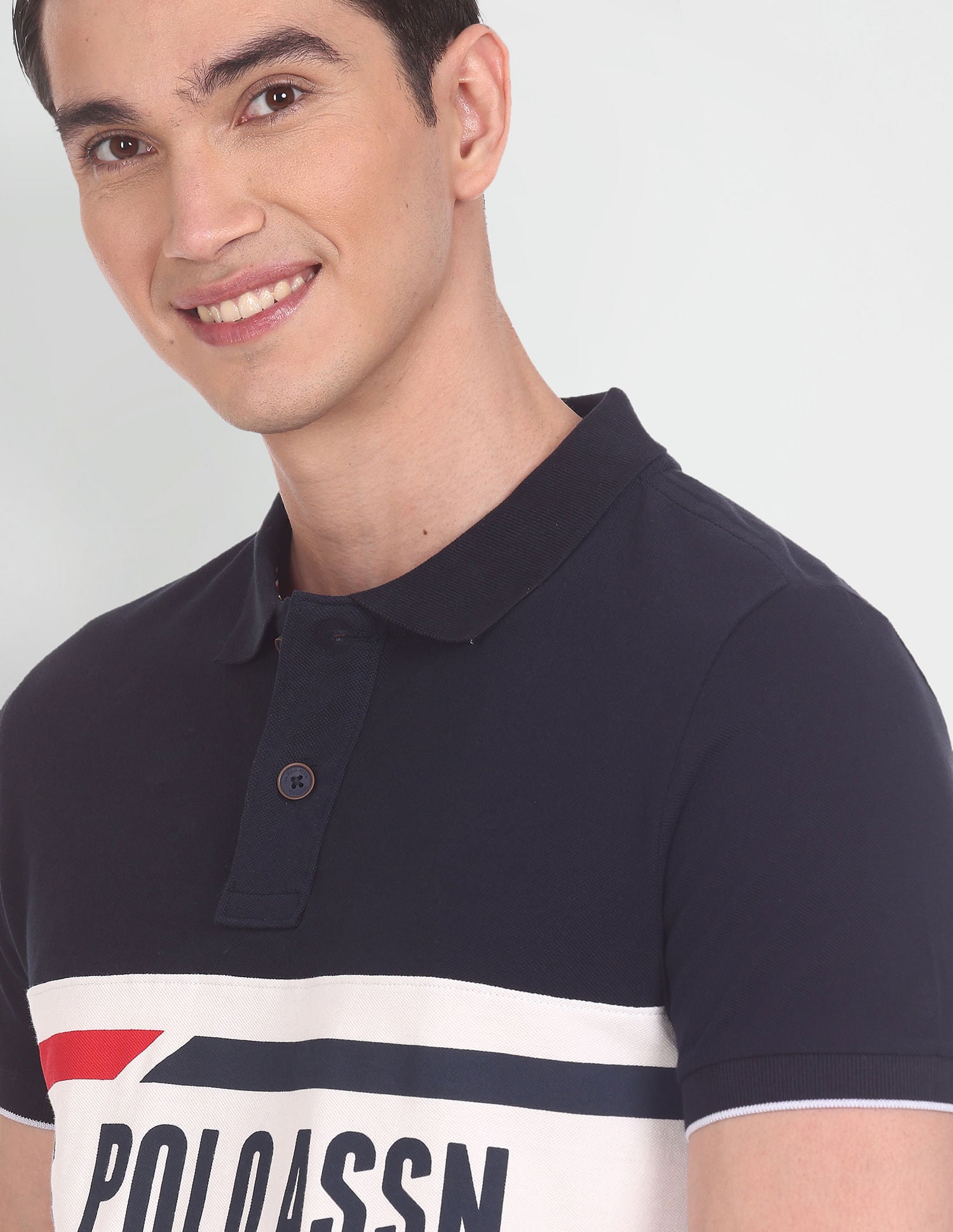 Typographic Print Cotton Polo Shirt Black - U.S. Polo Assn. India | Large