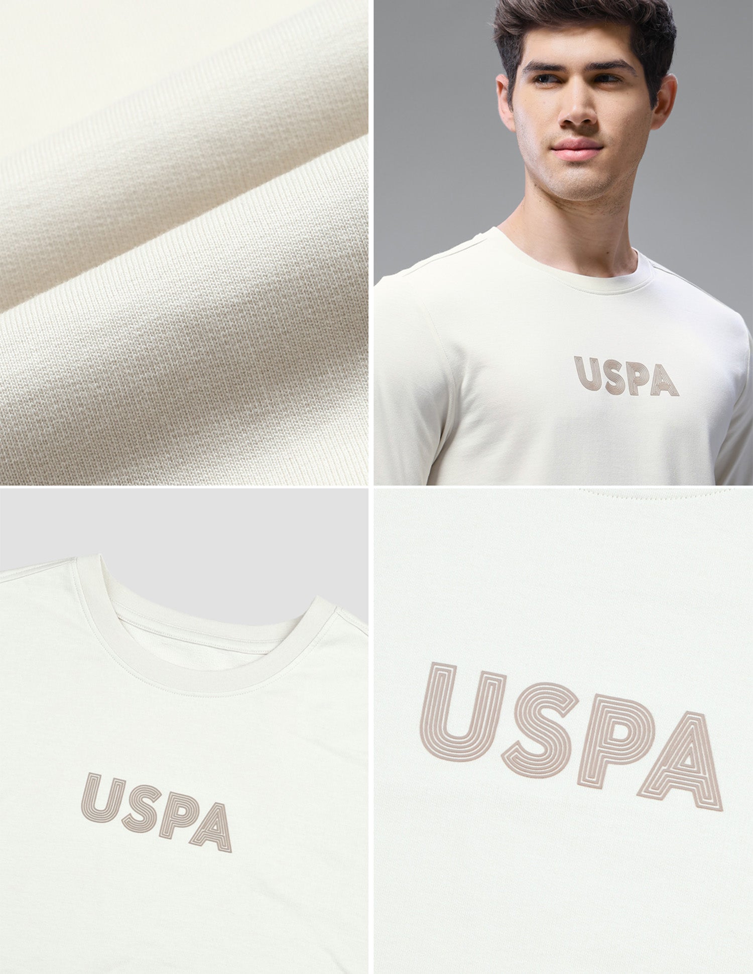 Solid Comfort Fit Loungewear T-Shirt Bone White - U.S. Polo Assn. India | Large