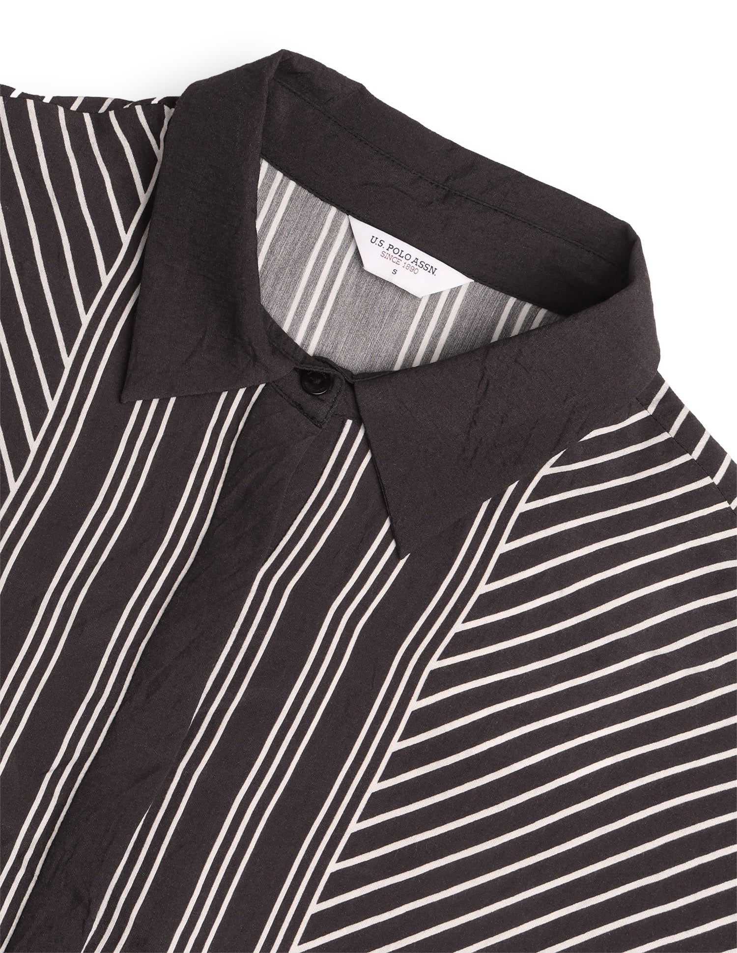 Diagonal Striped Boxy Fit Shirt Black - U.S. Polo Assn. India | Large