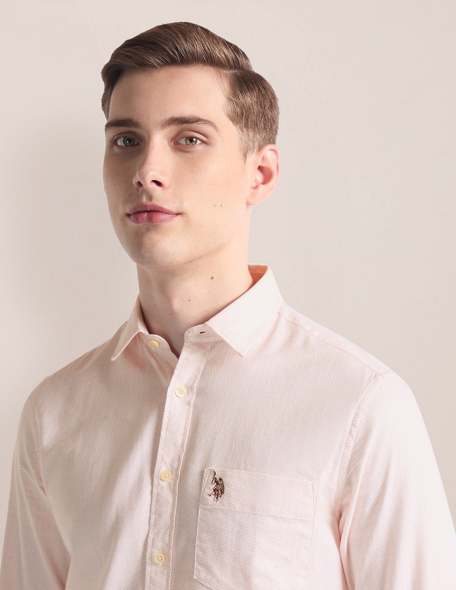 Spread Collar Dobby Shirt Pink - U.S. POLO ASSN. | Large