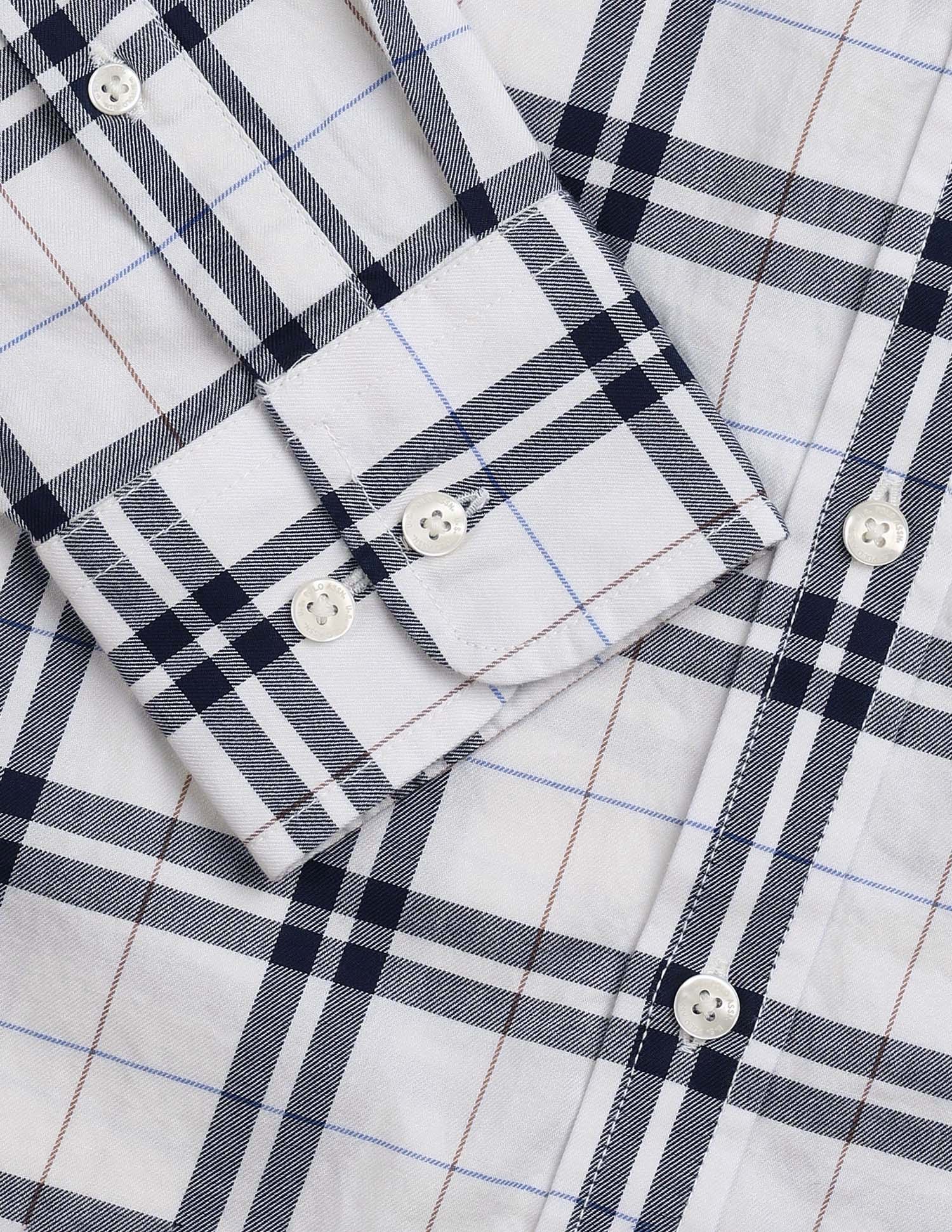 Grid Tattersall Checked Pure Cotton Shirt Navy - U.S. POLO ASSN. | Large