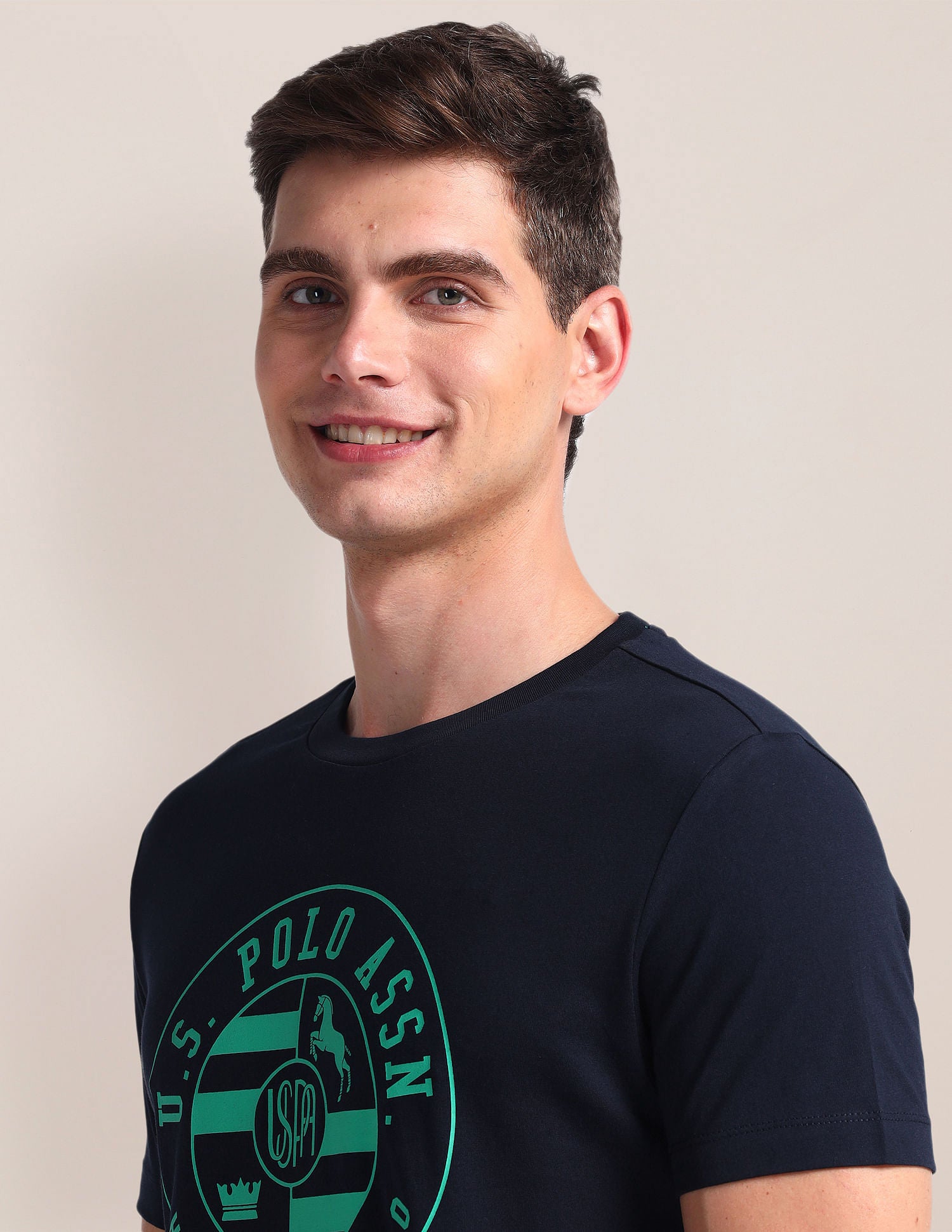 Brand Print Slim Fit T-Shirt Navy - U.S. Polo Assn. India | Large