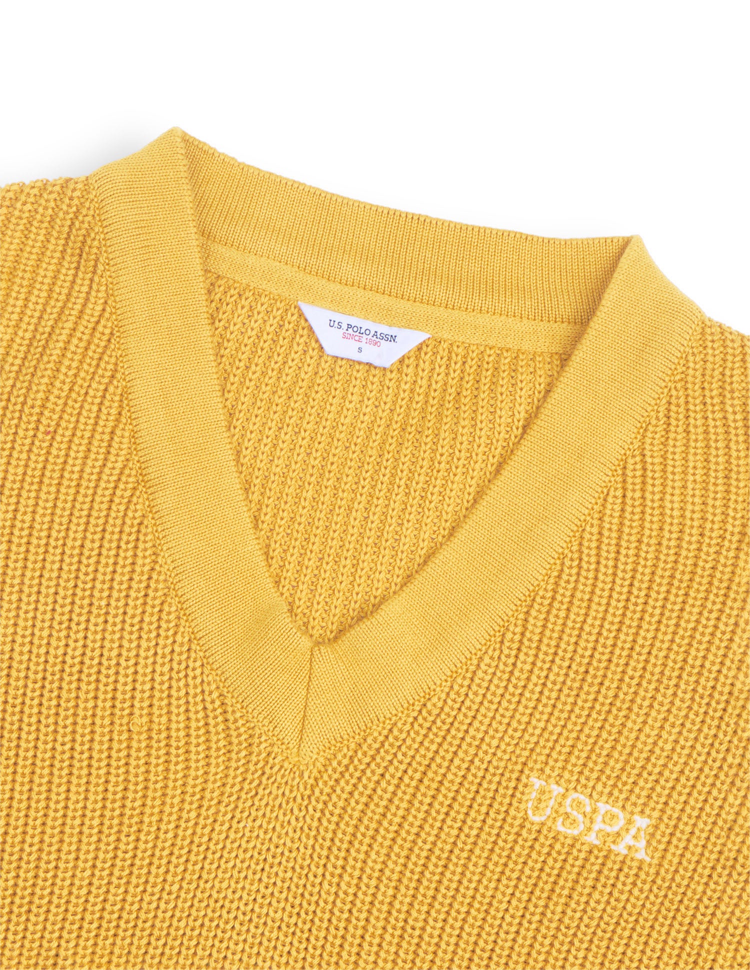 Vertical Striped Patterned Knit Regular Fit Sweater Mustard - U.S. Polo Assn. India | Large