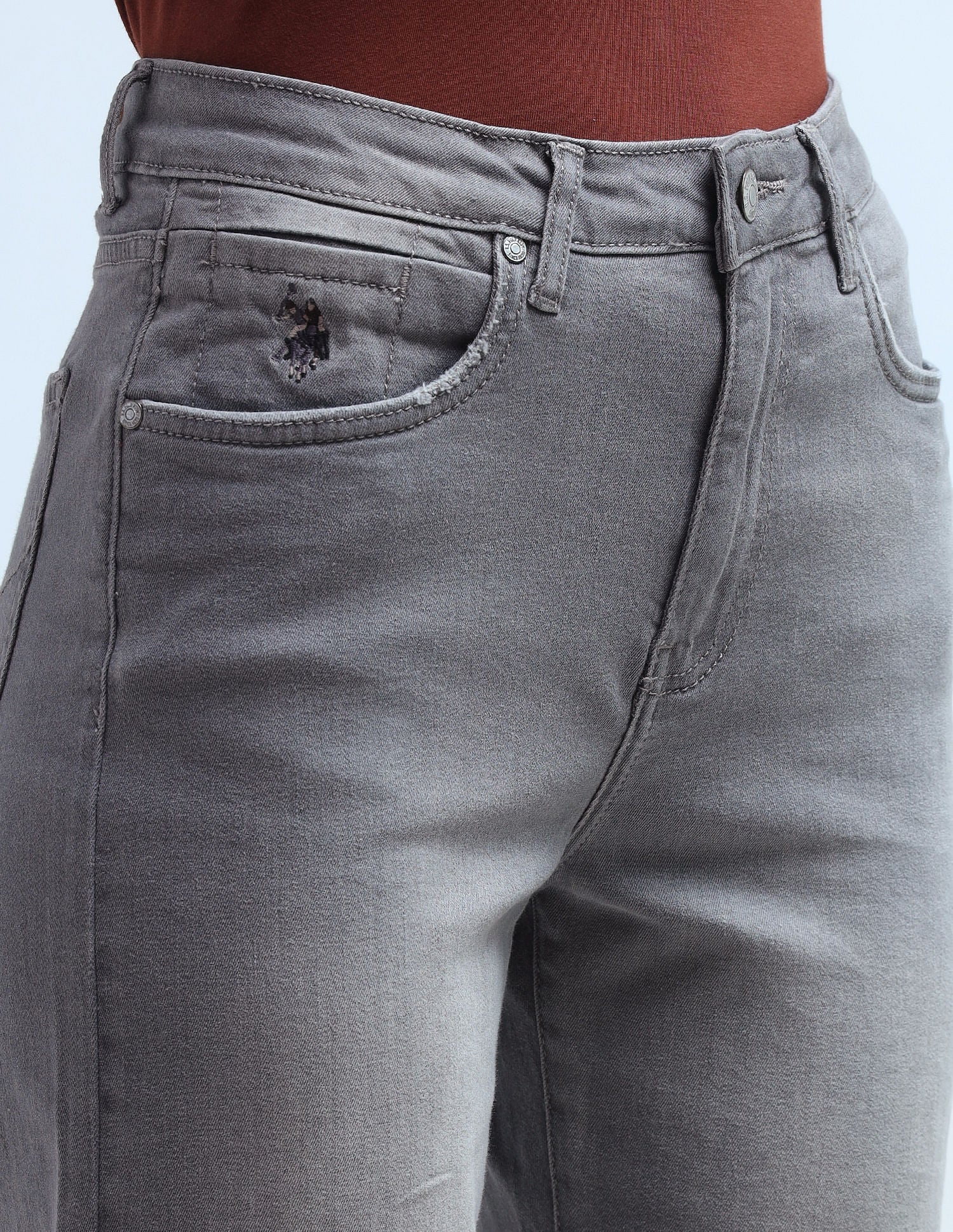 High Rise Straight Fit Jeans Grey - U.S. POLO ASSN. | Large