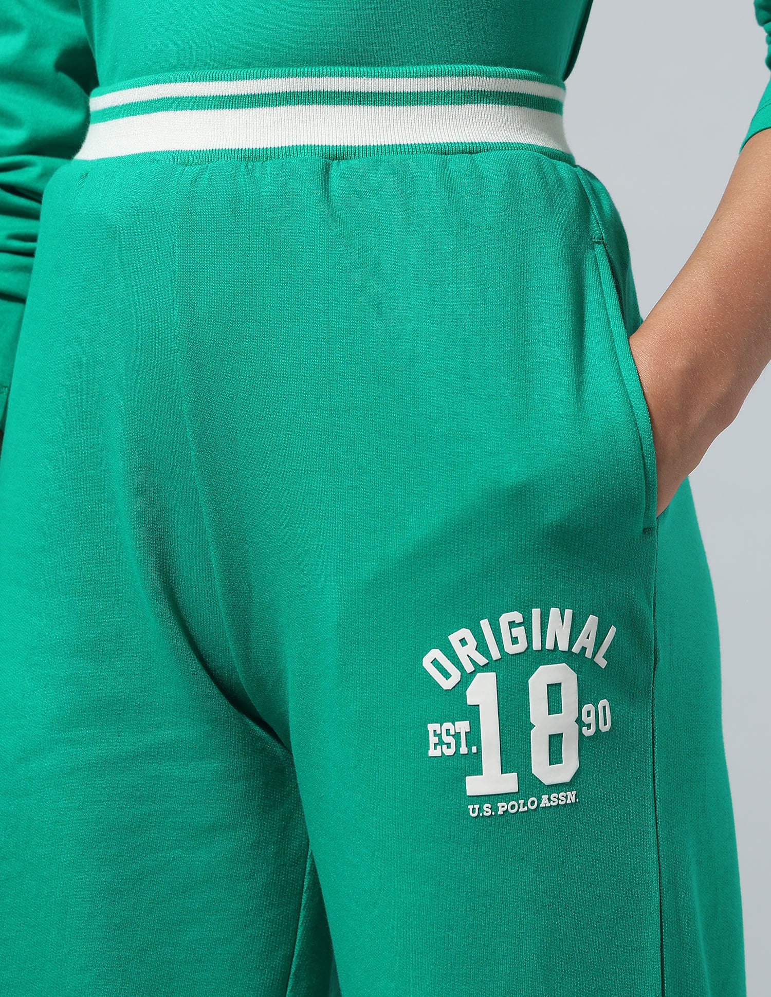 Drop Shoulder Full Sleeves T-Shirt With Wide Leg Pants Green - U.S. Polo Assn. India | Large