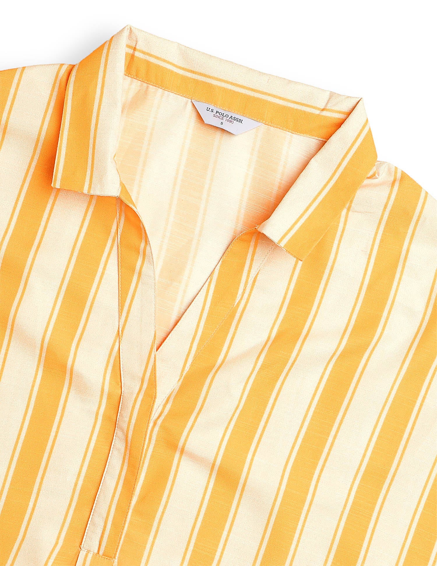Vertical Striped Elbow Sleeve Top Yellow - U.S. Polo Assn. India | Large