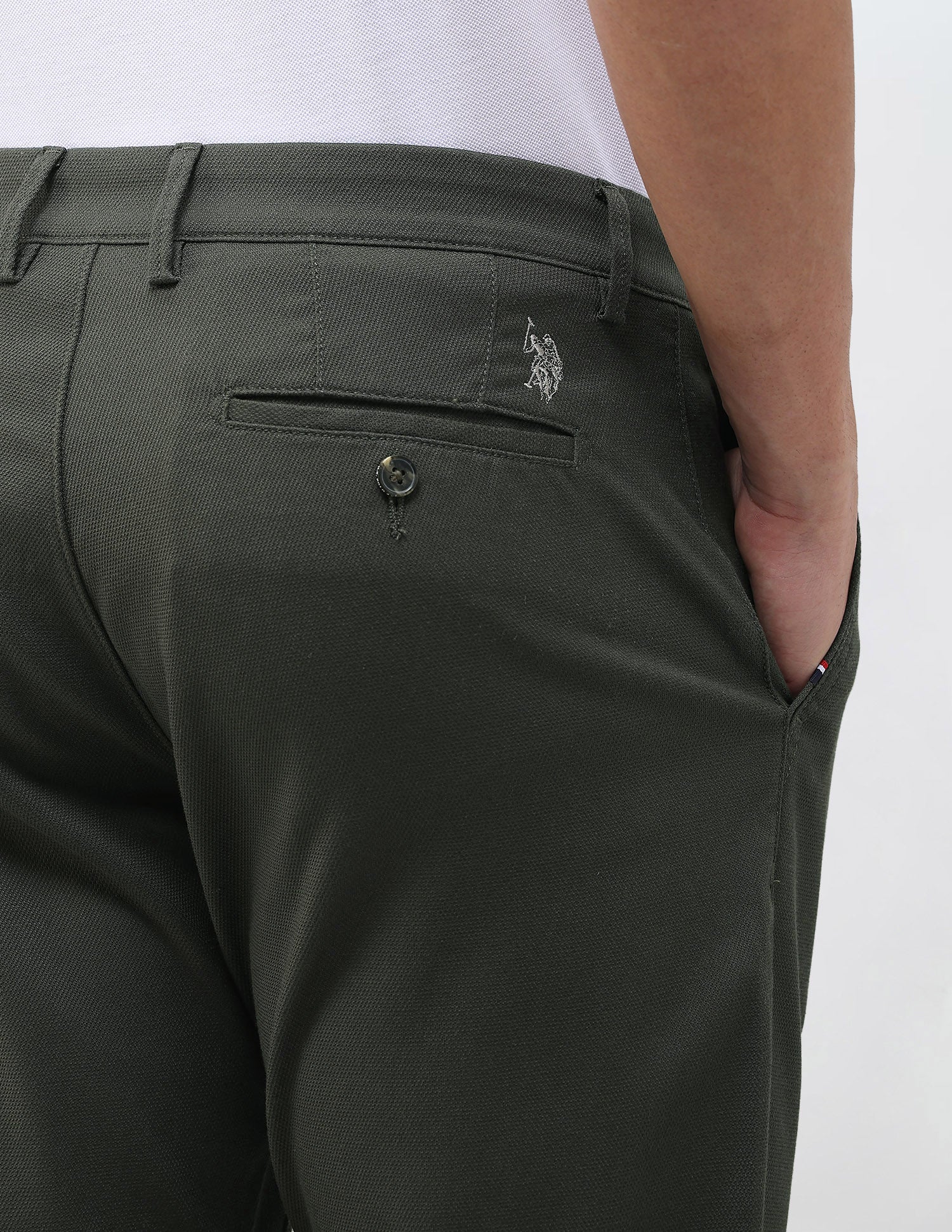 Riley Straight Fit Satin Trousers Dark Olive - U.S. Polo Assn. India | Large
