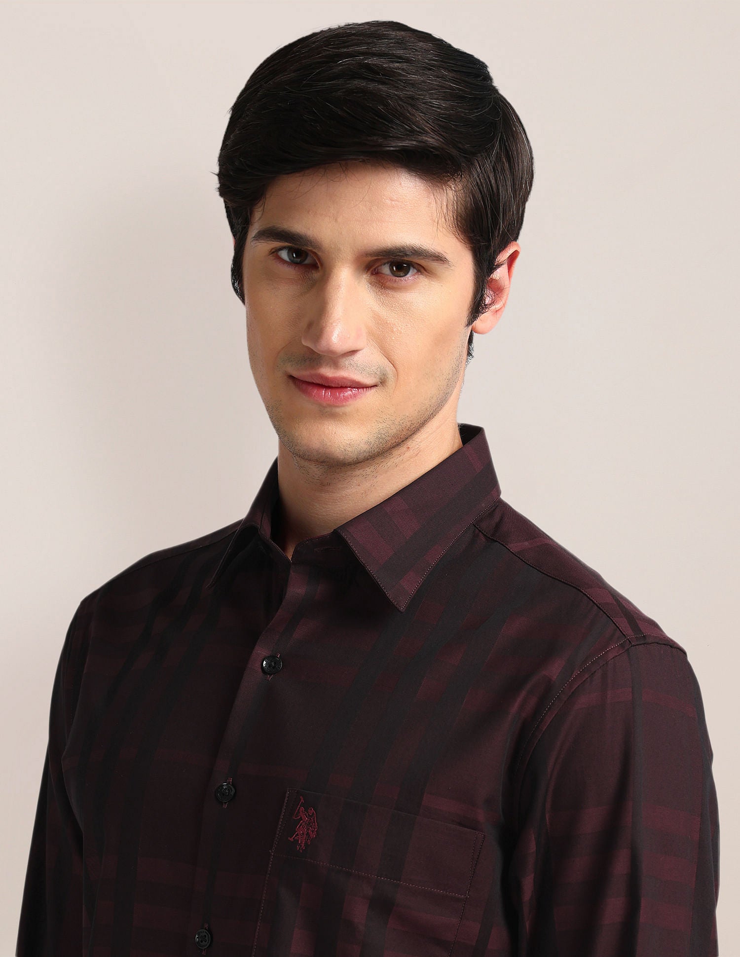 Tartan Check Tailored Fit Shirt Wine - U.S. Polo Assn. India | Large