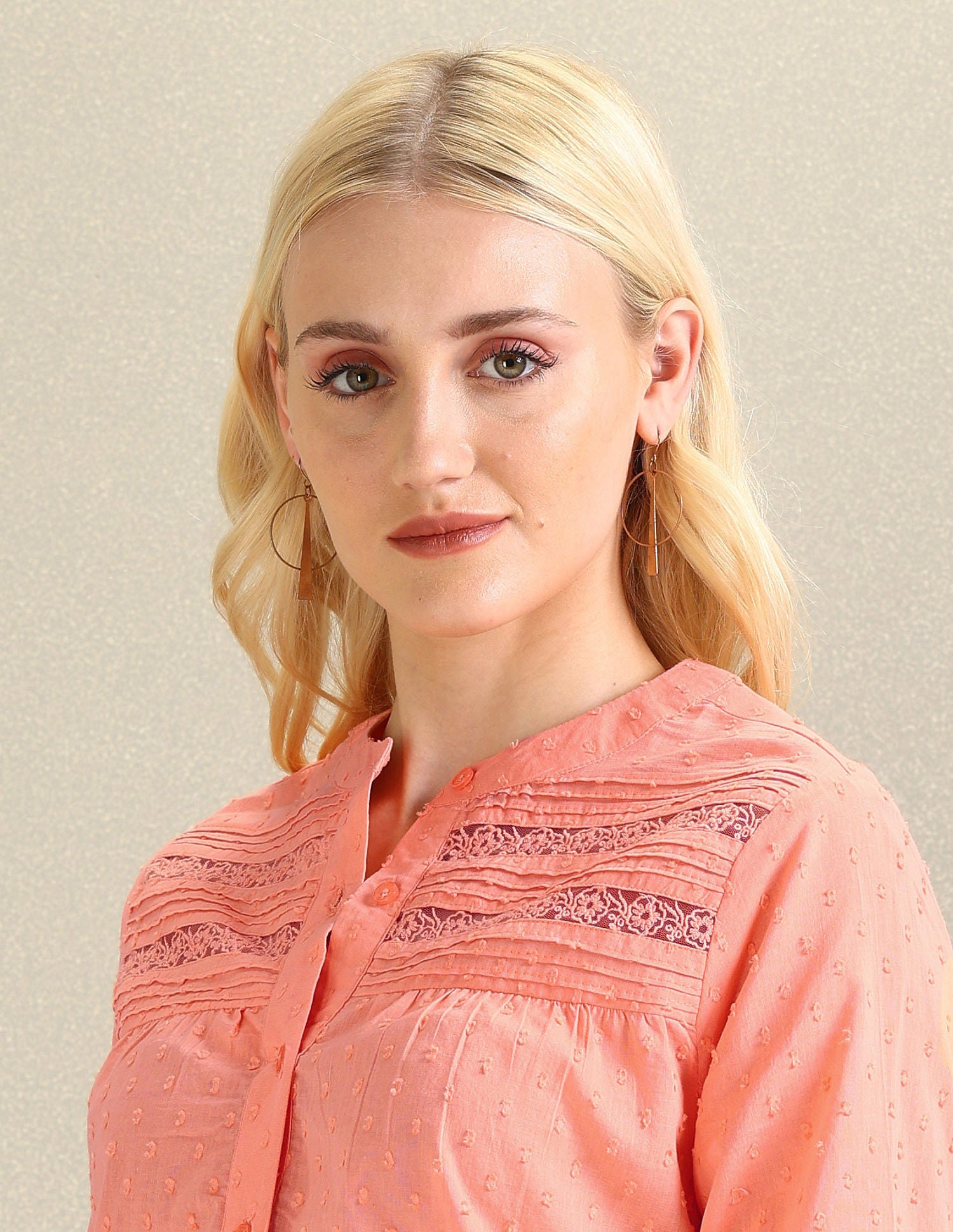 Cotton Dobby Textured Top Peach - U.S. Polo Assn. India | Large
