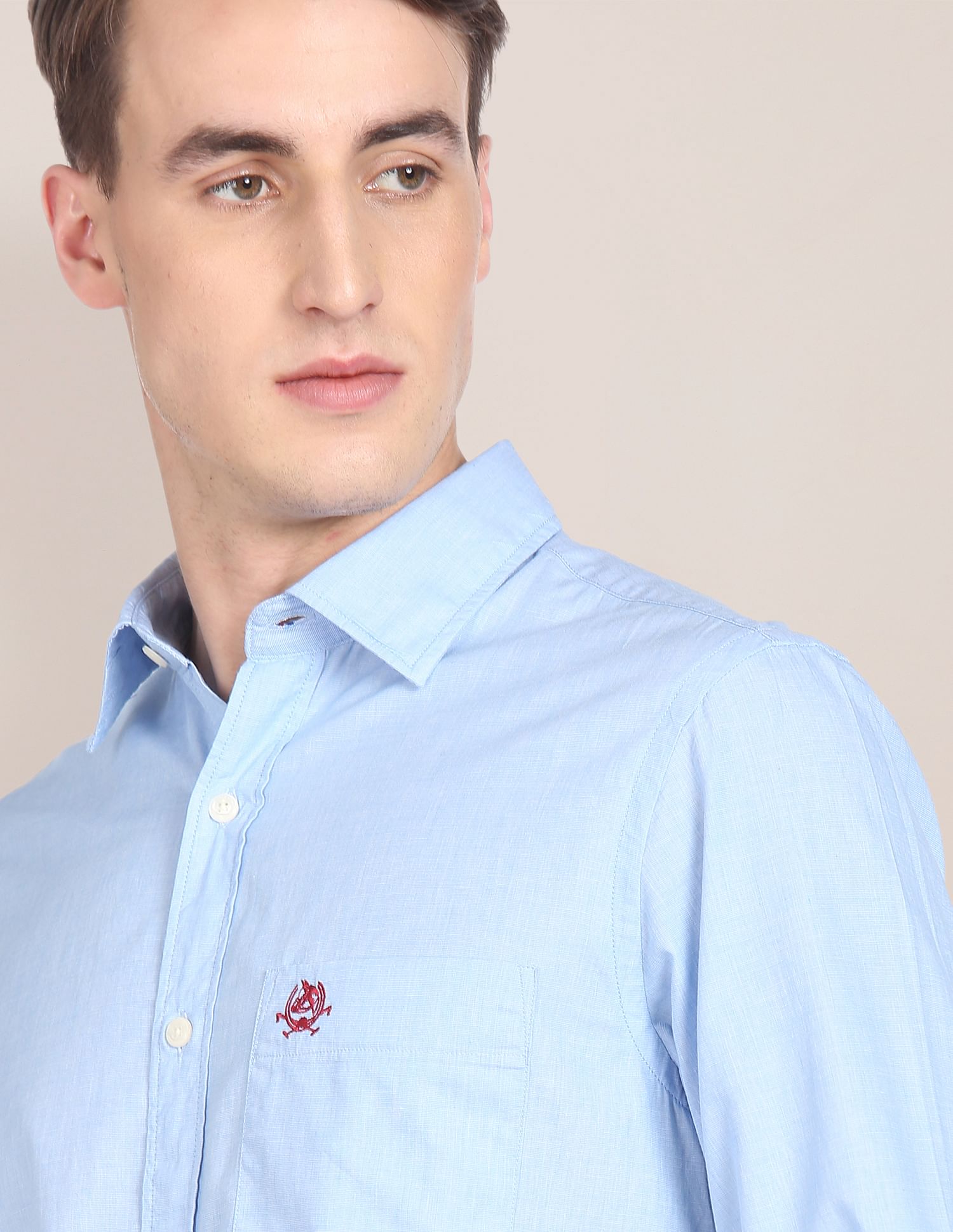 Premium Cotton Tailored Fit Solid Shirt Light Blue - U.S. POLO ASSN. | Large