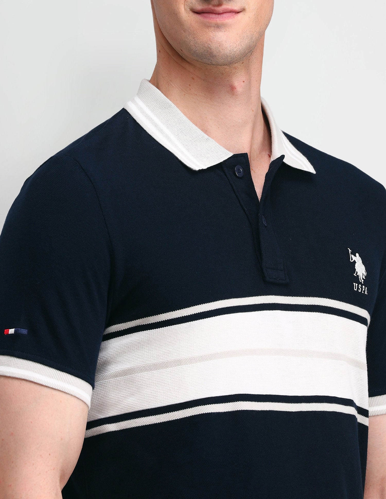 Muscle Fit Colour Block Polo Shirt Navy - U.S. POLO ASSN. | Large