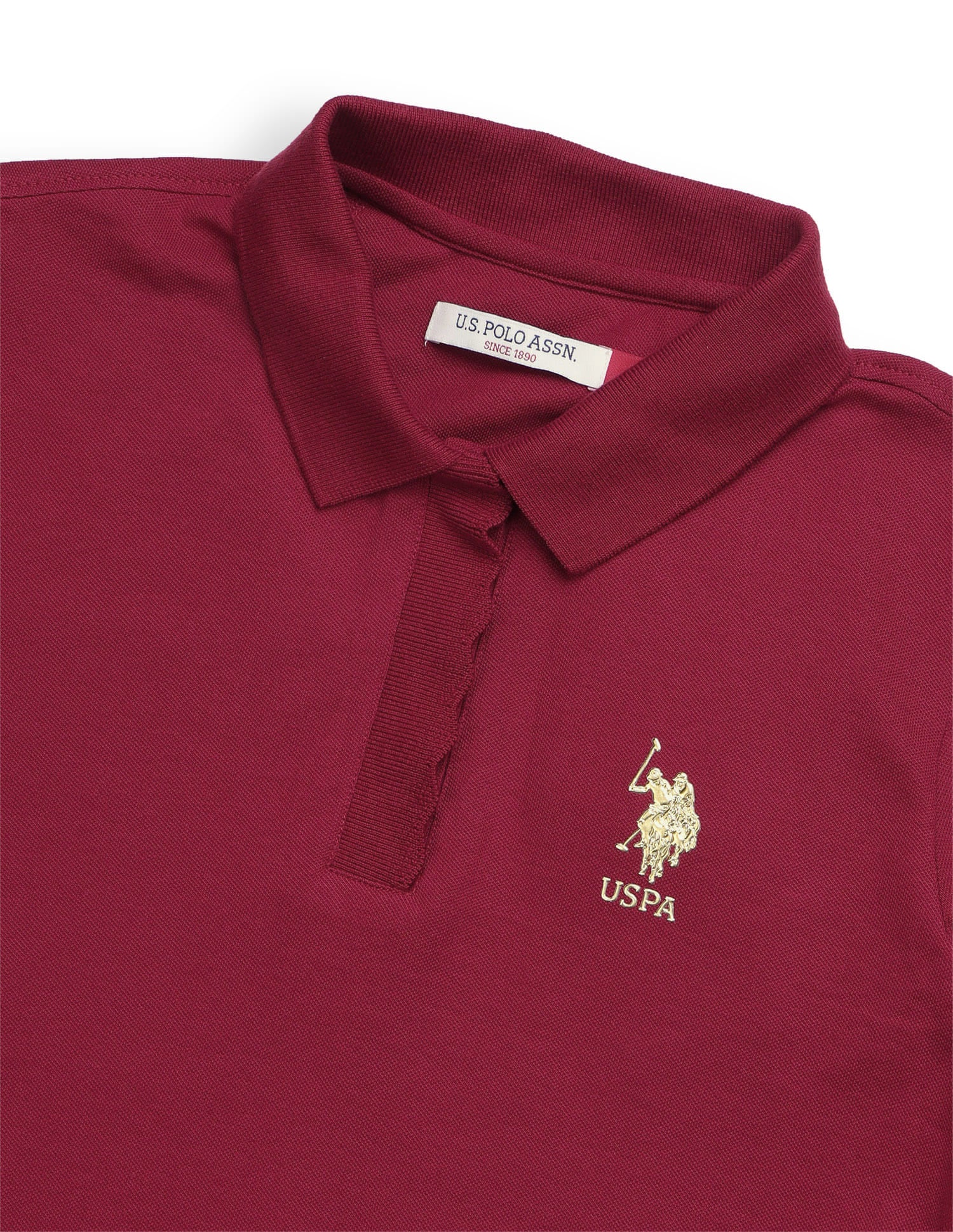 Solid Scallop Detail Polo Shirt Red - U.S. Polo Assn. India | Large