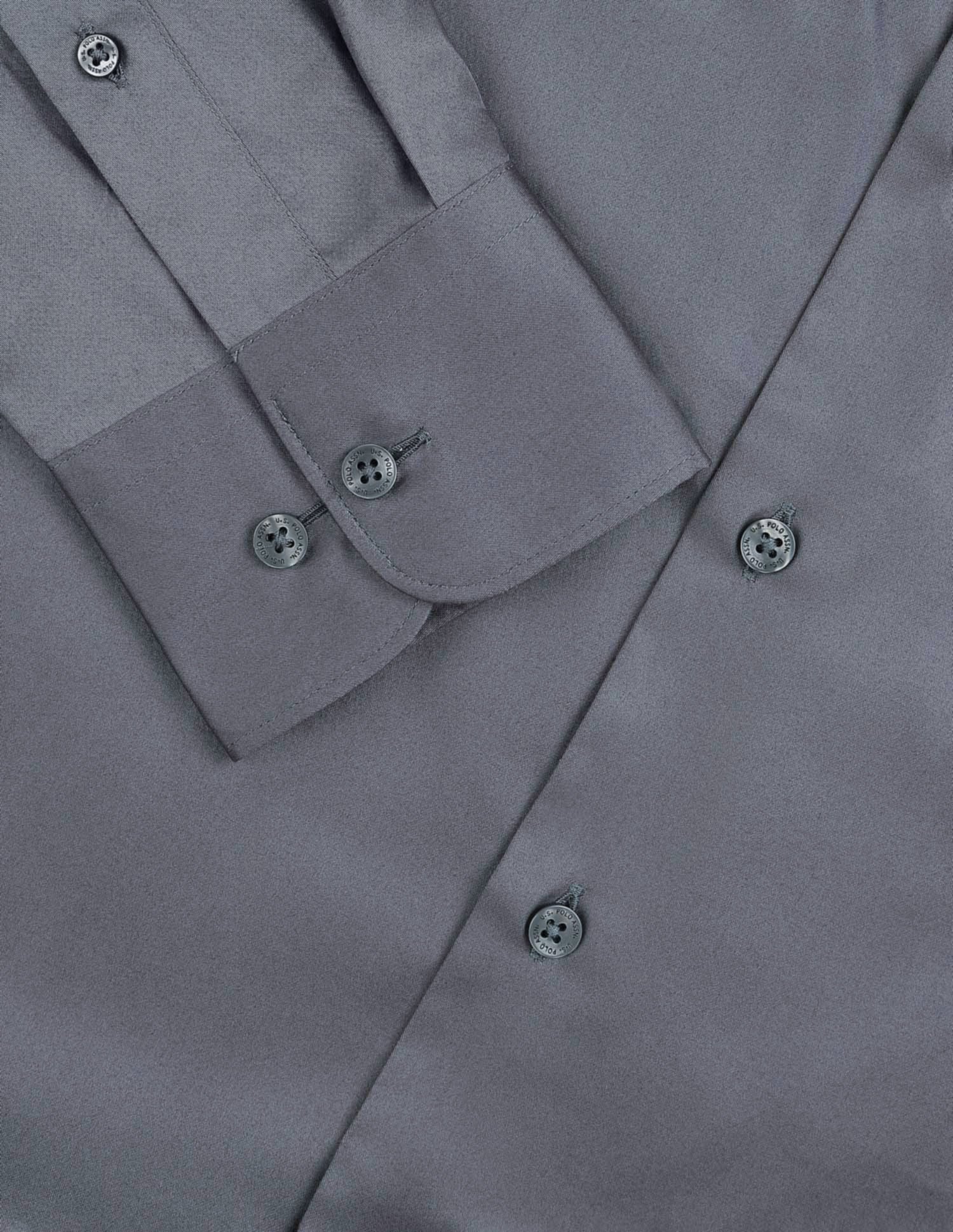 Tailored Fit Solid Shirt Dark Grey - U.S. Polo Assn. India | Large
