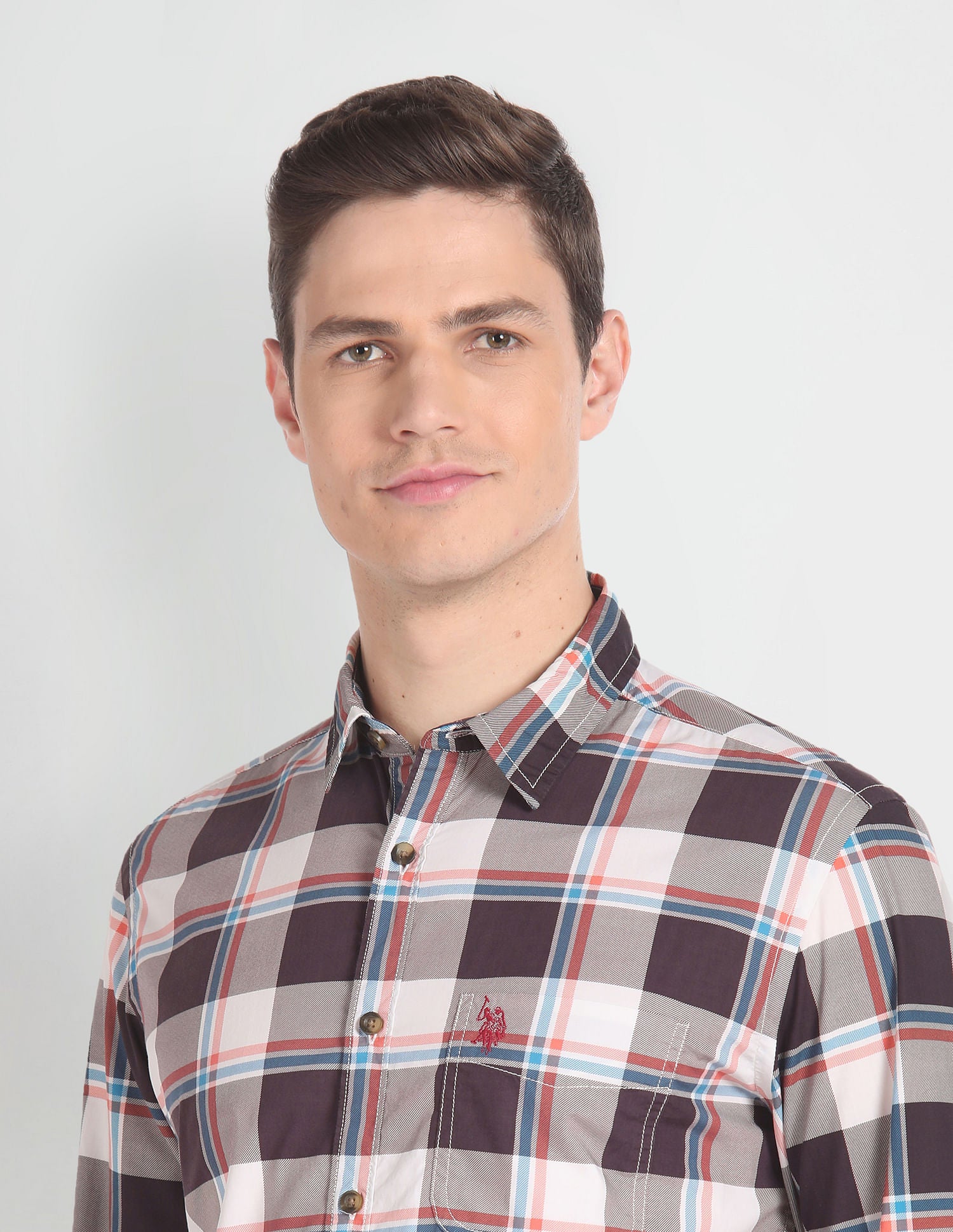 Tartan Check Cotton Shirt Brown - U.S. POLO ASSN. | Large