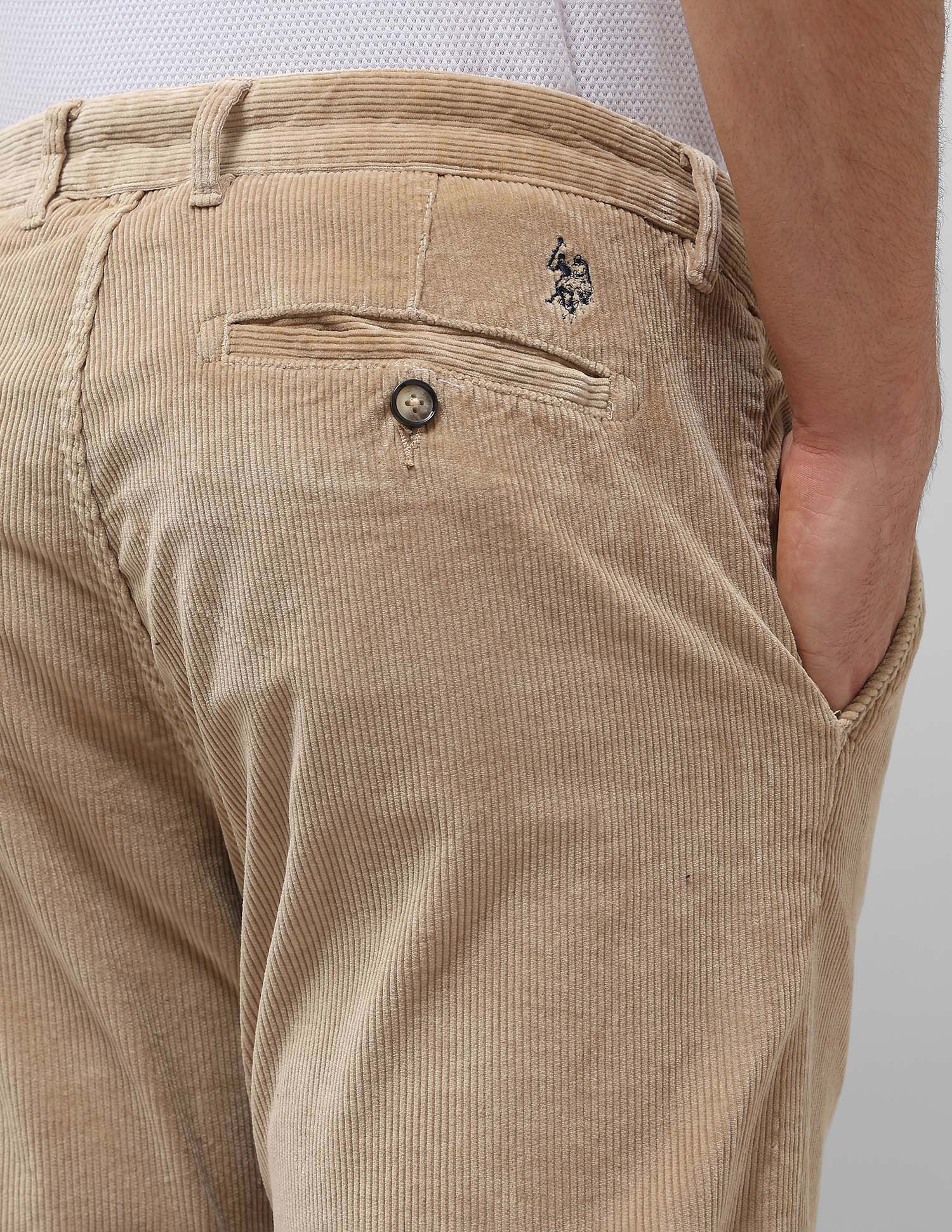 Riley Straight Fit Corduroy Trousers Light Khaki - U.S. POLO ASSN. | Large