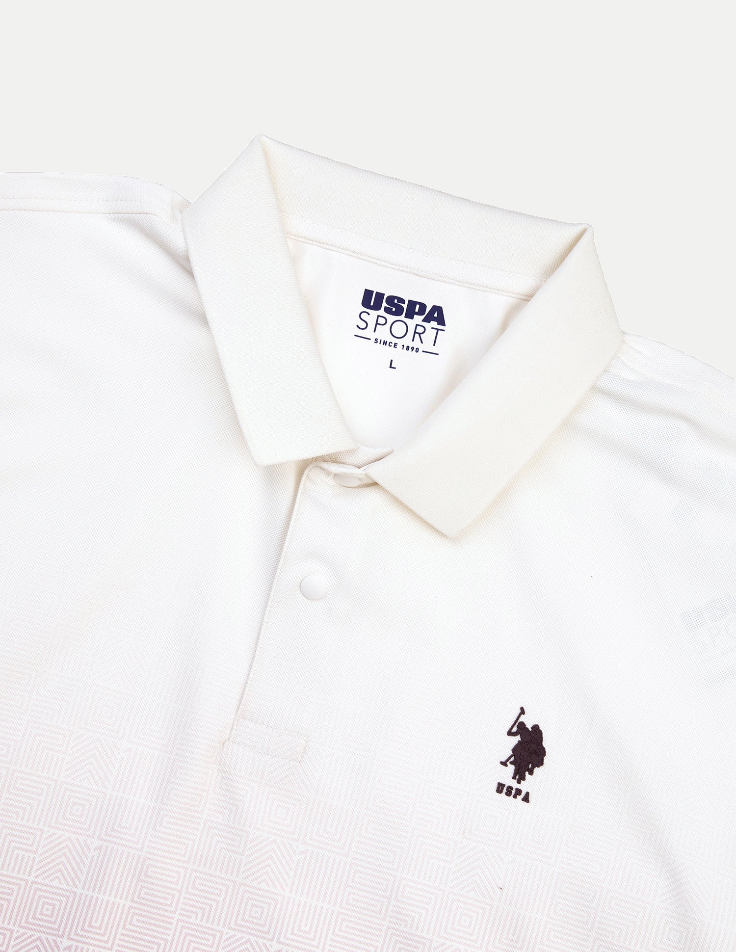 Geometric Printed Regular Fit Active Polo Shirt White - U.S. Polo Assn. India | Large
