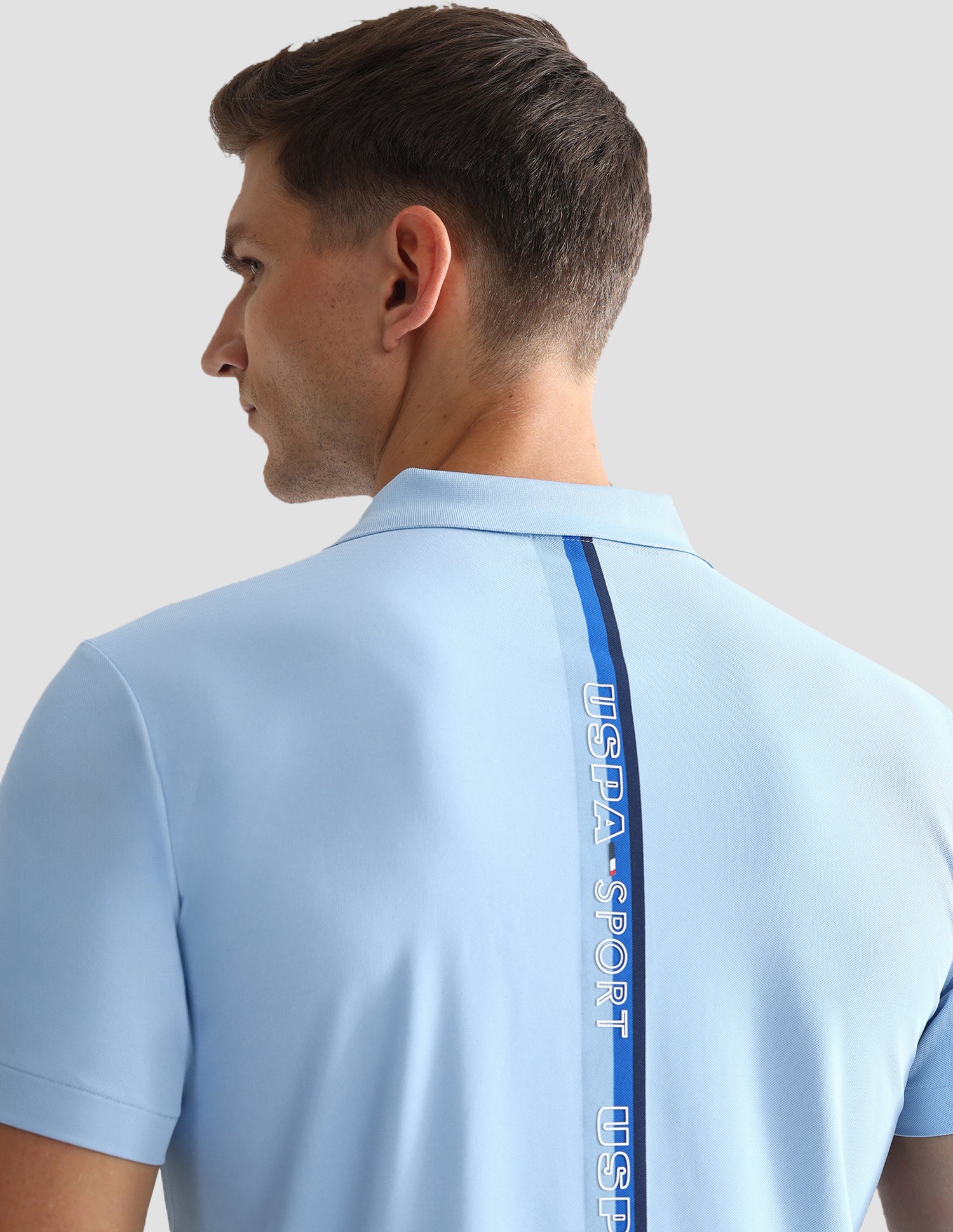 Horizontal Striped Slim Polo Shirt Light Blue - U.S. Polo Assn. India | Large