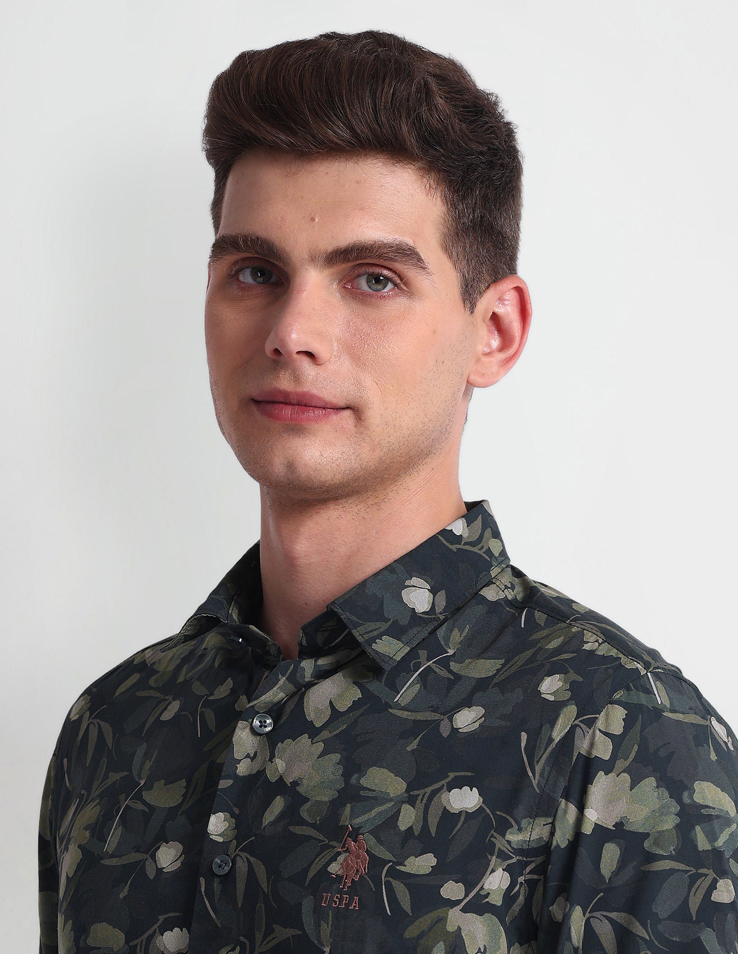 Floral Print Slim Fit Shirt Navy - U.S. POLO ASSN. | Large