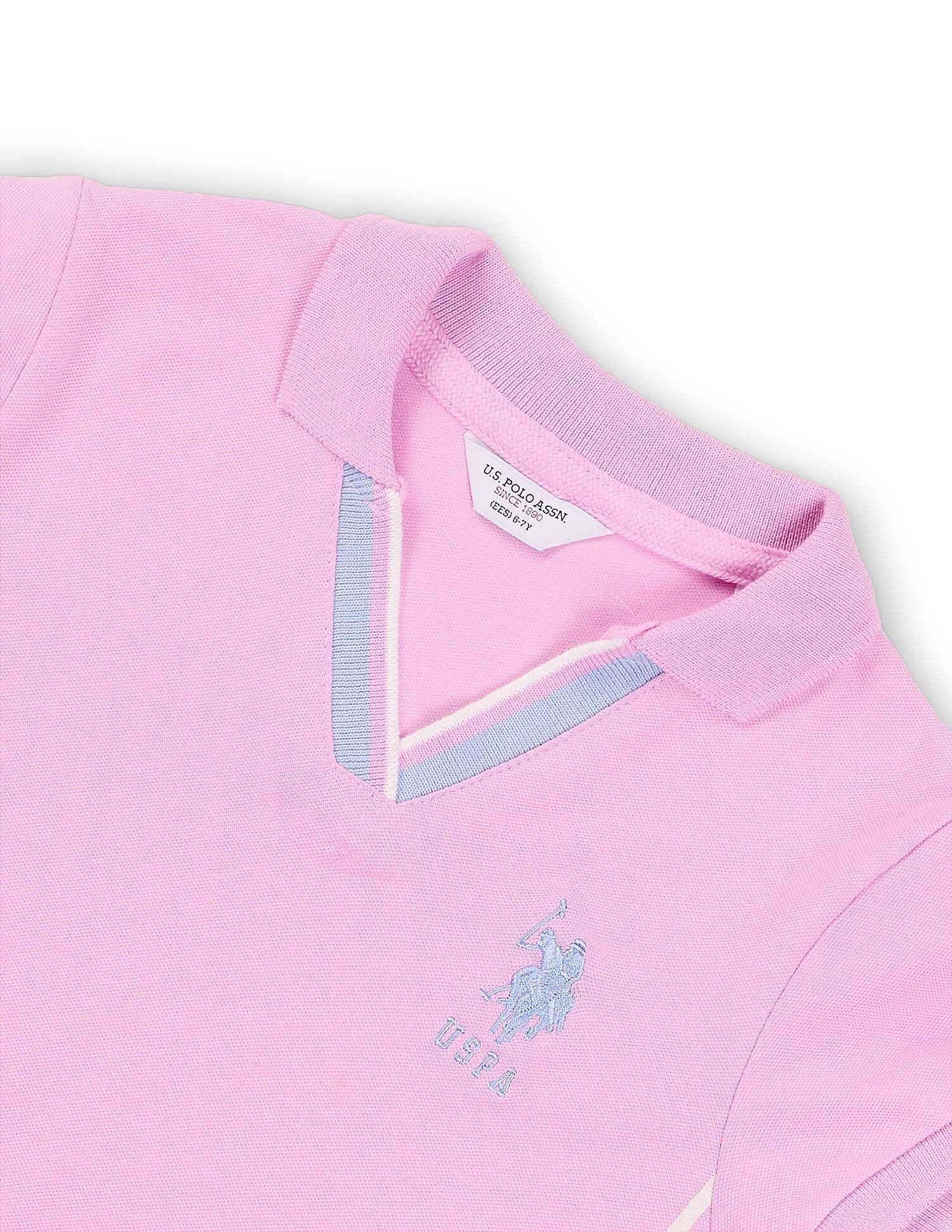 Girls Knife Pleat Cotton Dress Light Pink - U.S. POLO ASSN. | Large