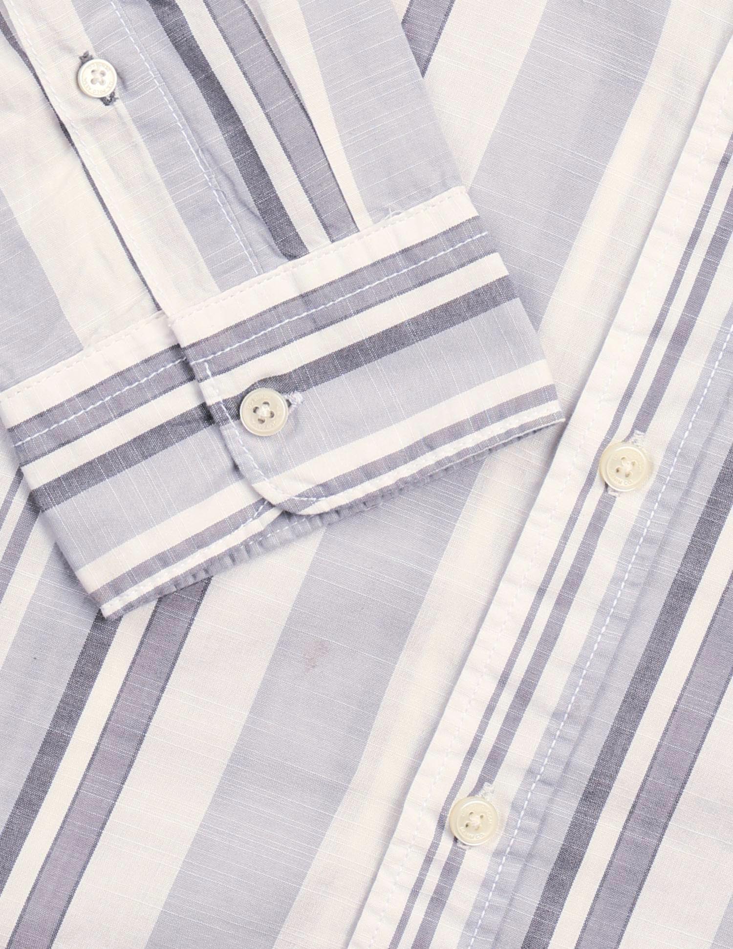 Vertical Striped Pure Cotton Shirt Grey - U.S. Polo Assn. India | Large
