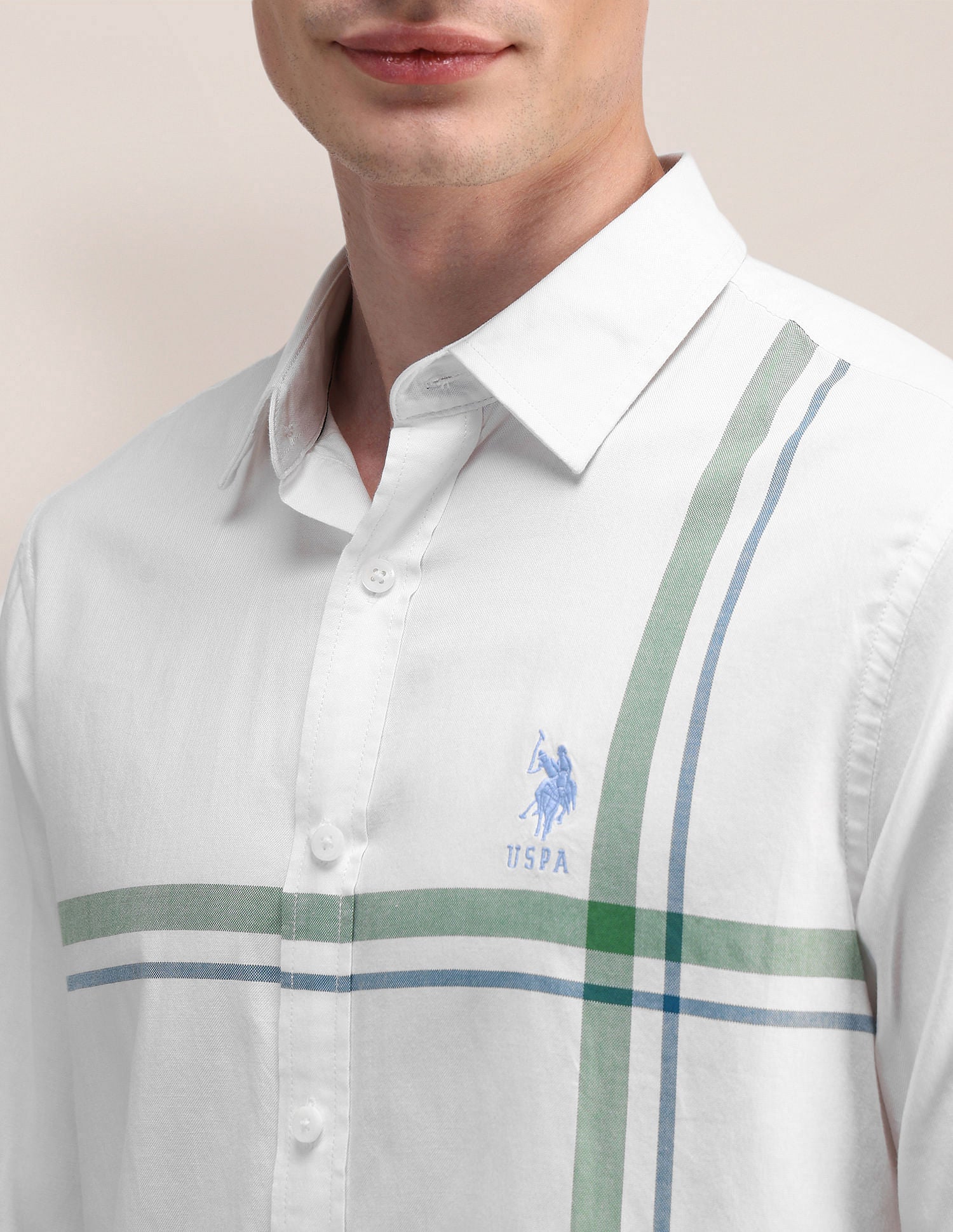 Engineered Check Pure Cotton Shirt White - U.S. POLO ASSN. | Large