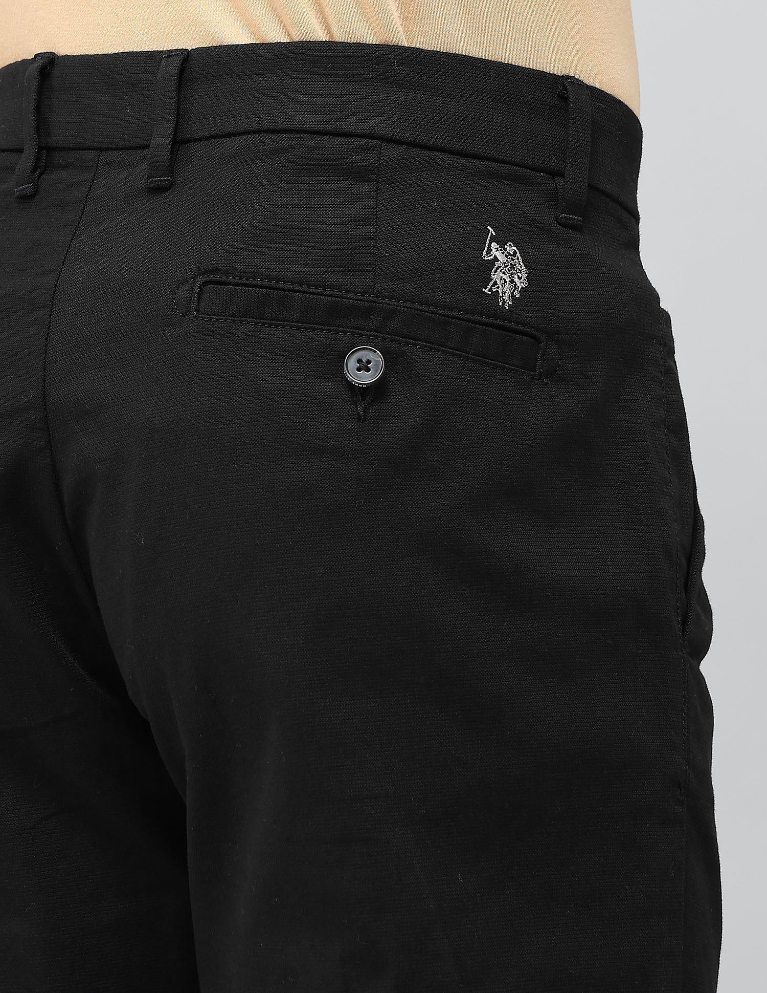 Slim Fit Heathered Trousers Black - U.S. POLO ASSN. | Large