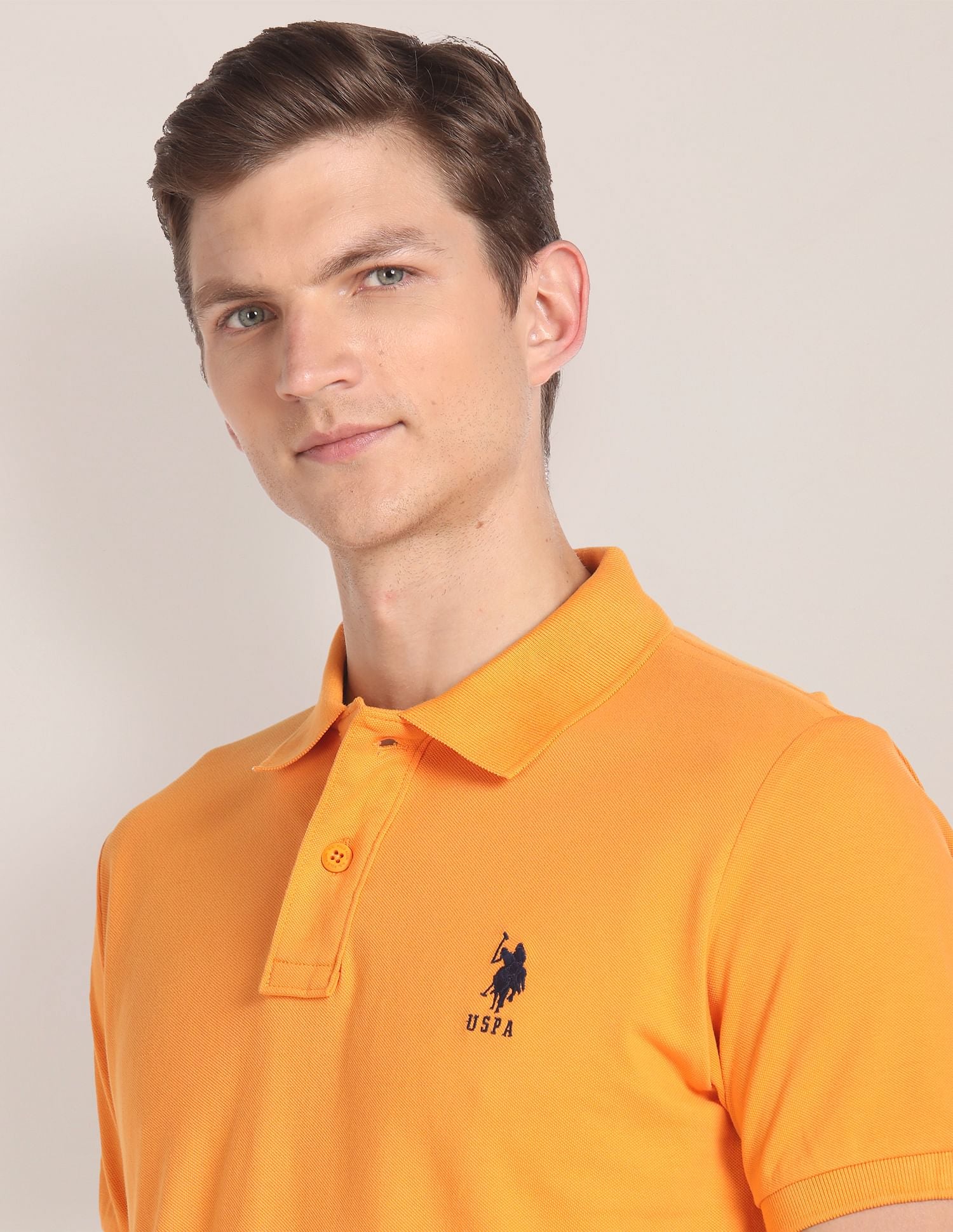 Pique Solid Polo Shirt Orange - U.S. Polo Assn. India | Large