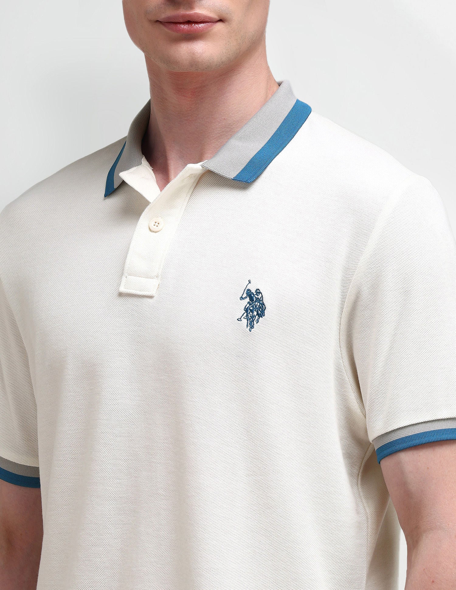 Muscle Fit Solid Polo Shirt Blue - U.S. Polo Assn. India | Large