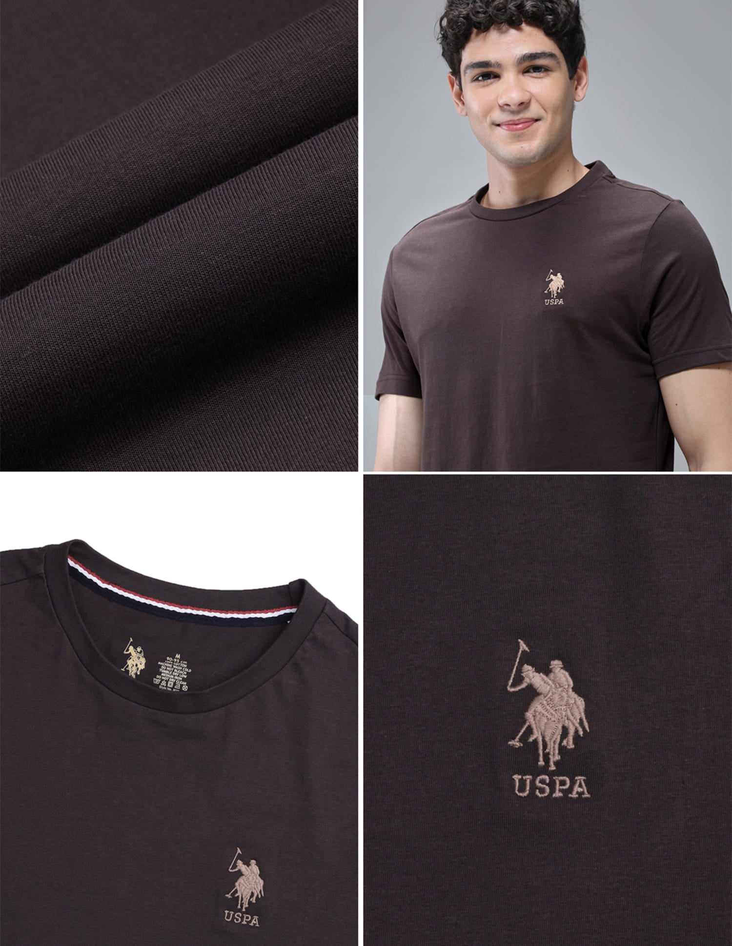 Pure Cotton Comfort Fit I633 Lounge T-Shirt - Pack Of 1 Choco - U.S. Polo Assn. India | Large