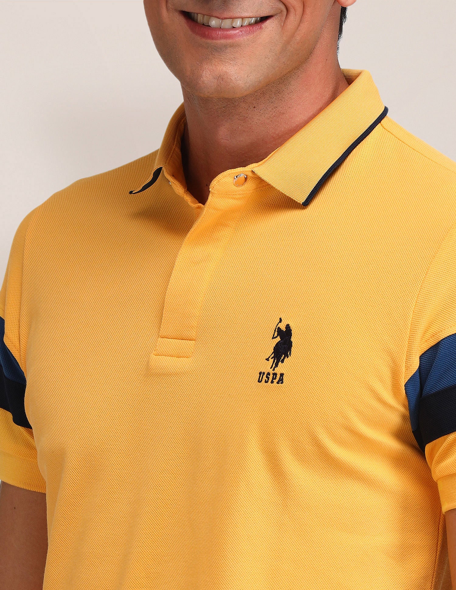 Slim Fit Solid Polo Shirt Mustard - U.S. Polo Assn. India | Large
