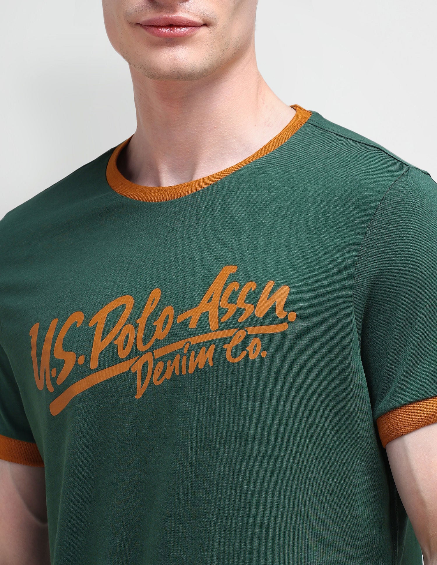 Muscle Fit Typography T-Shirt Brown - U.S. Polo Assn. India | Large