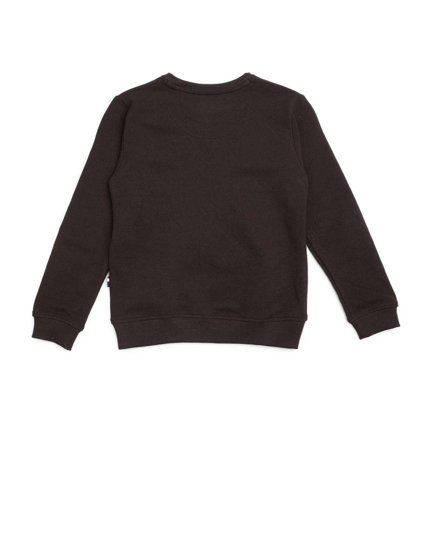 Boys Solid Regular Fit Sweatshirt Dark Brown - U.S. Polo Assn. India | Large