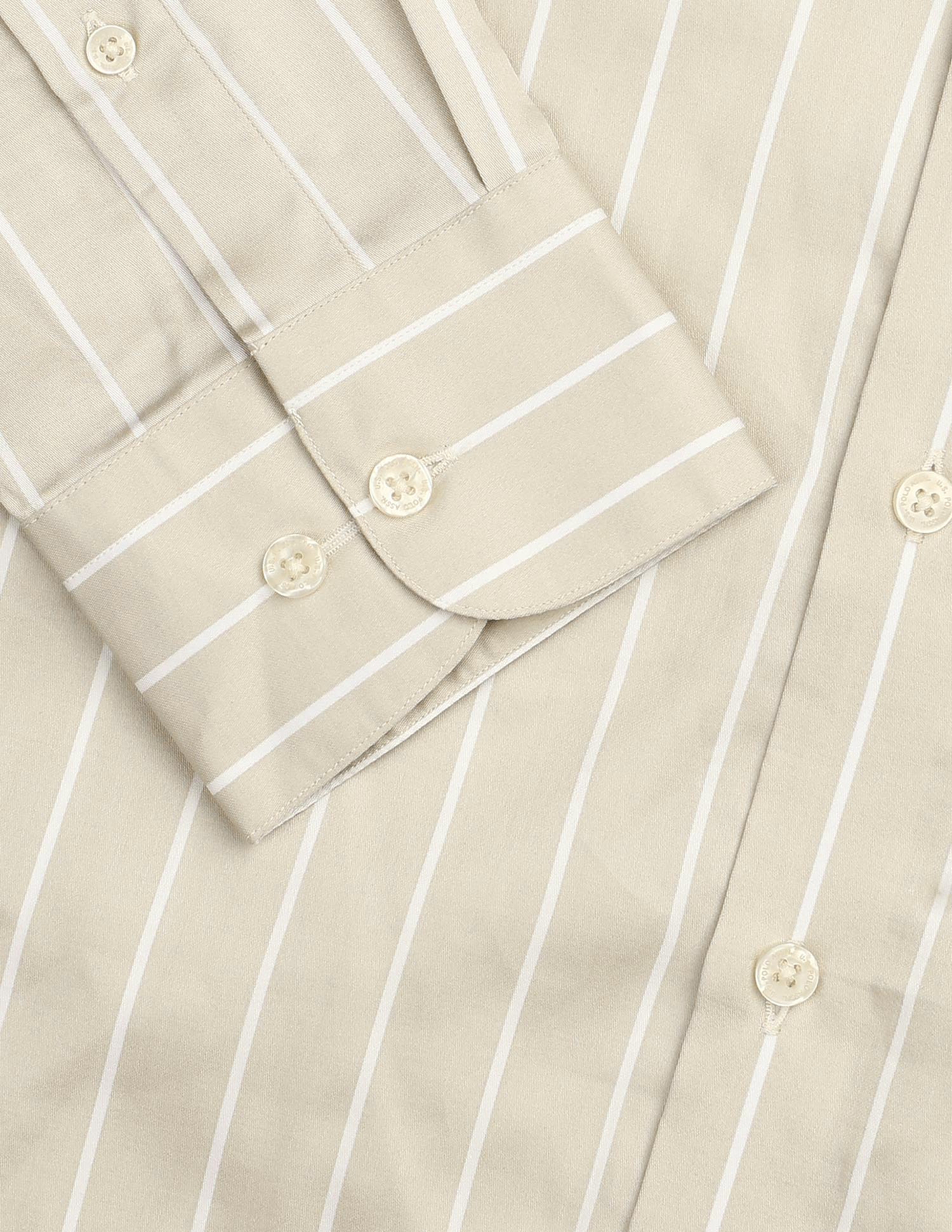 Vertical Striped Tailored Fit Shirt Beige - U.S. POLO ASSN. | Large