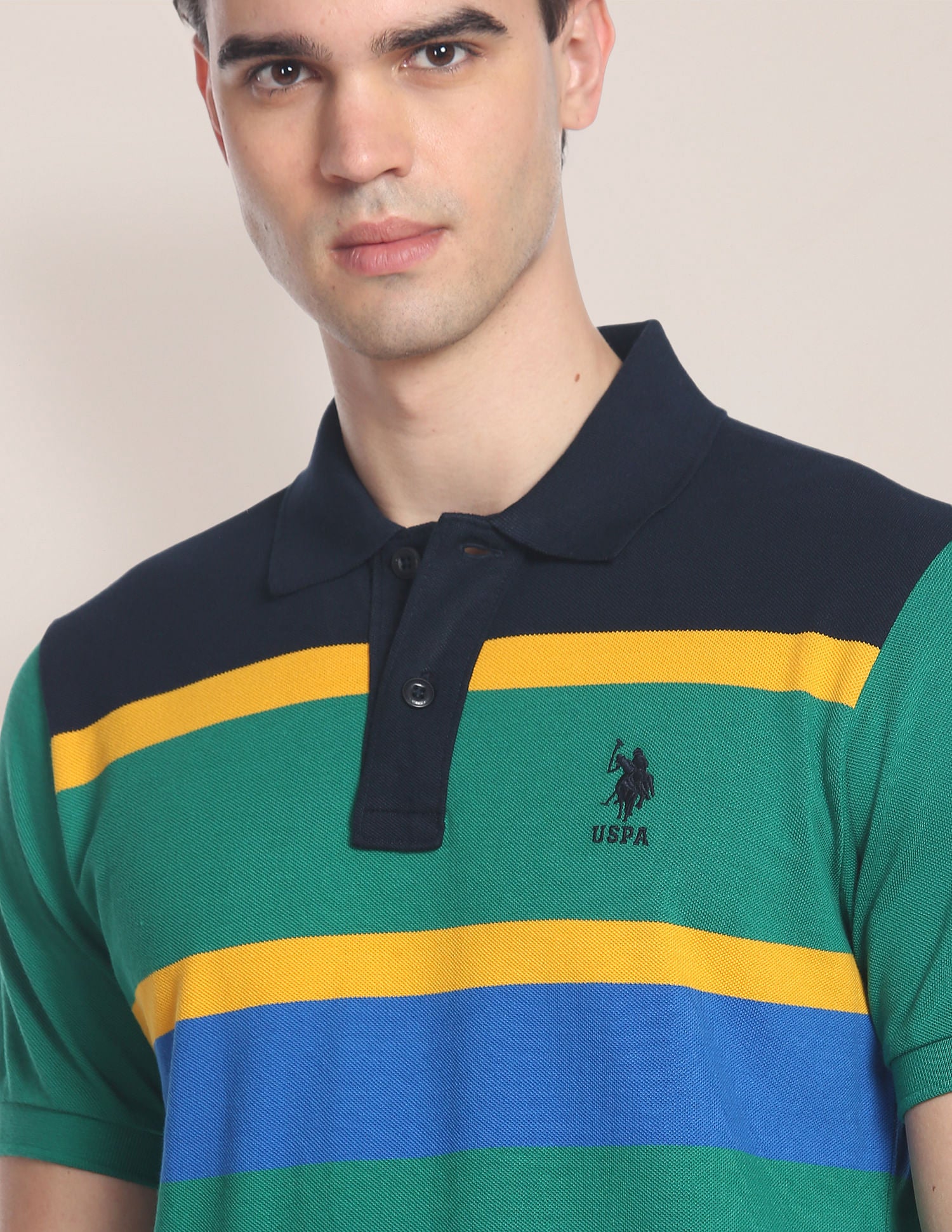 Signature Stripe Pique Polo Shirt Green - U.S. Polo Assn. India | Large