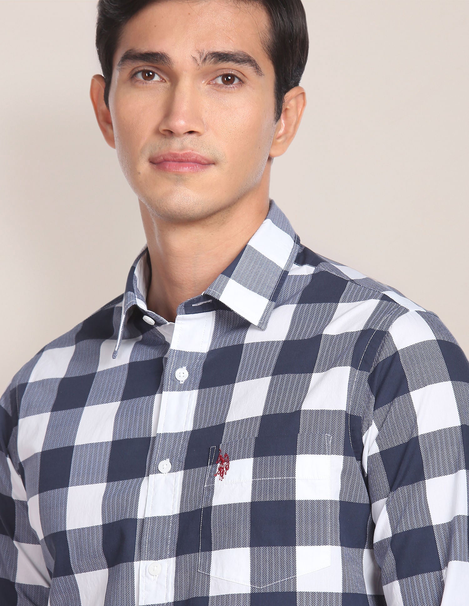 Buffalo Check Cotton Casual Shirt Navy - U.S. POLO ASSN. | Large