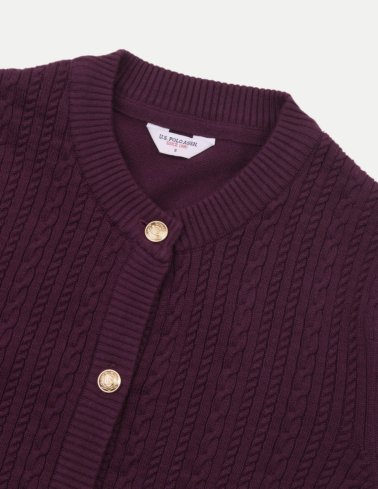 Cable Patterned Knit Sweater With Top Wine - U.S. Polo Assn. India | Large