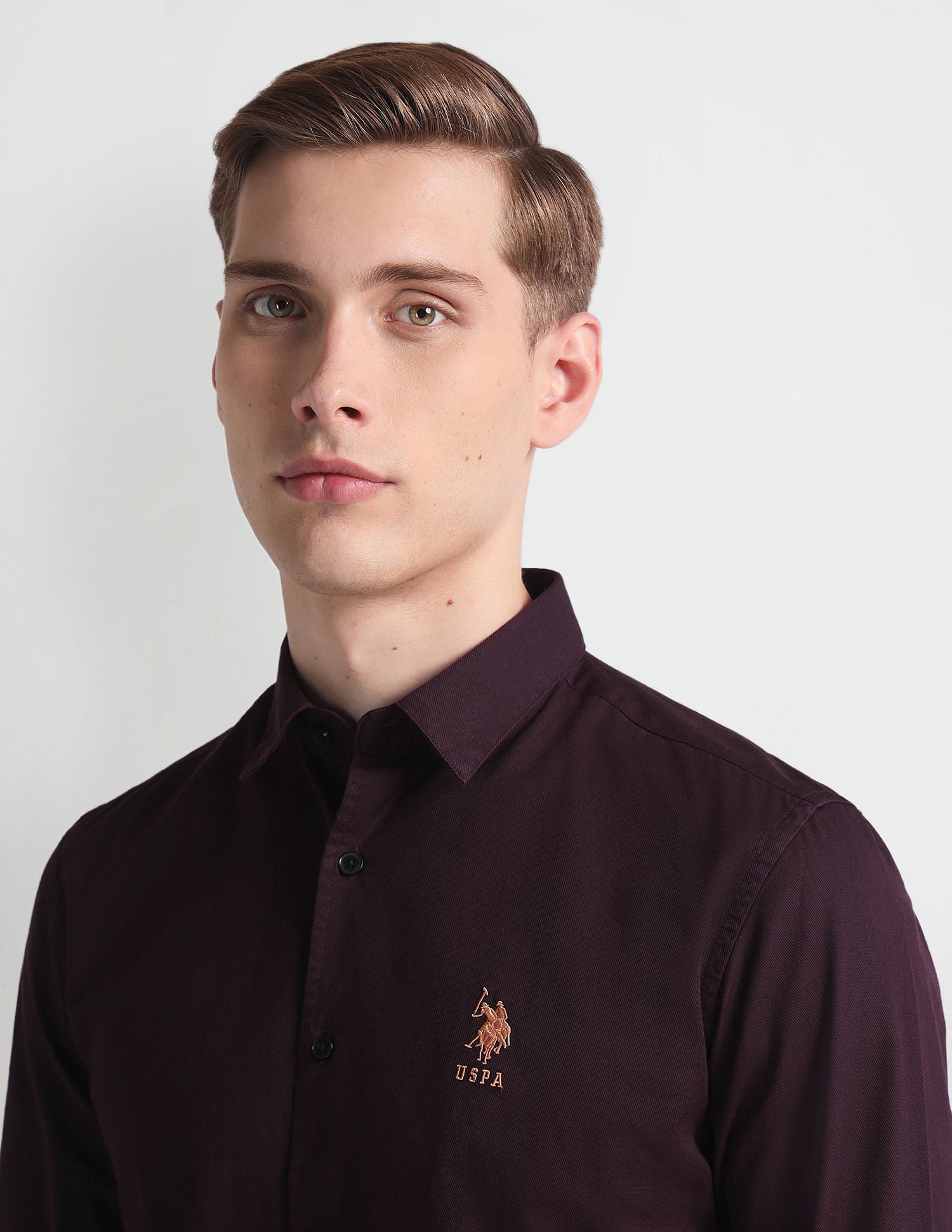 French Placket Solid Shirt Wine - U.S. Polo Assn. India | Large