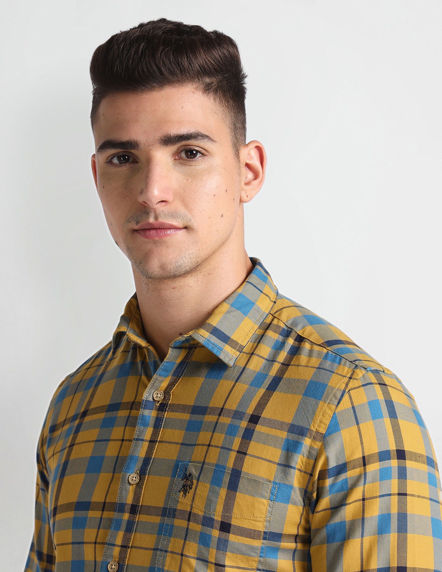 Tartan Check Twill Shirt Ochre - U.S. Polo Assn. India | Large