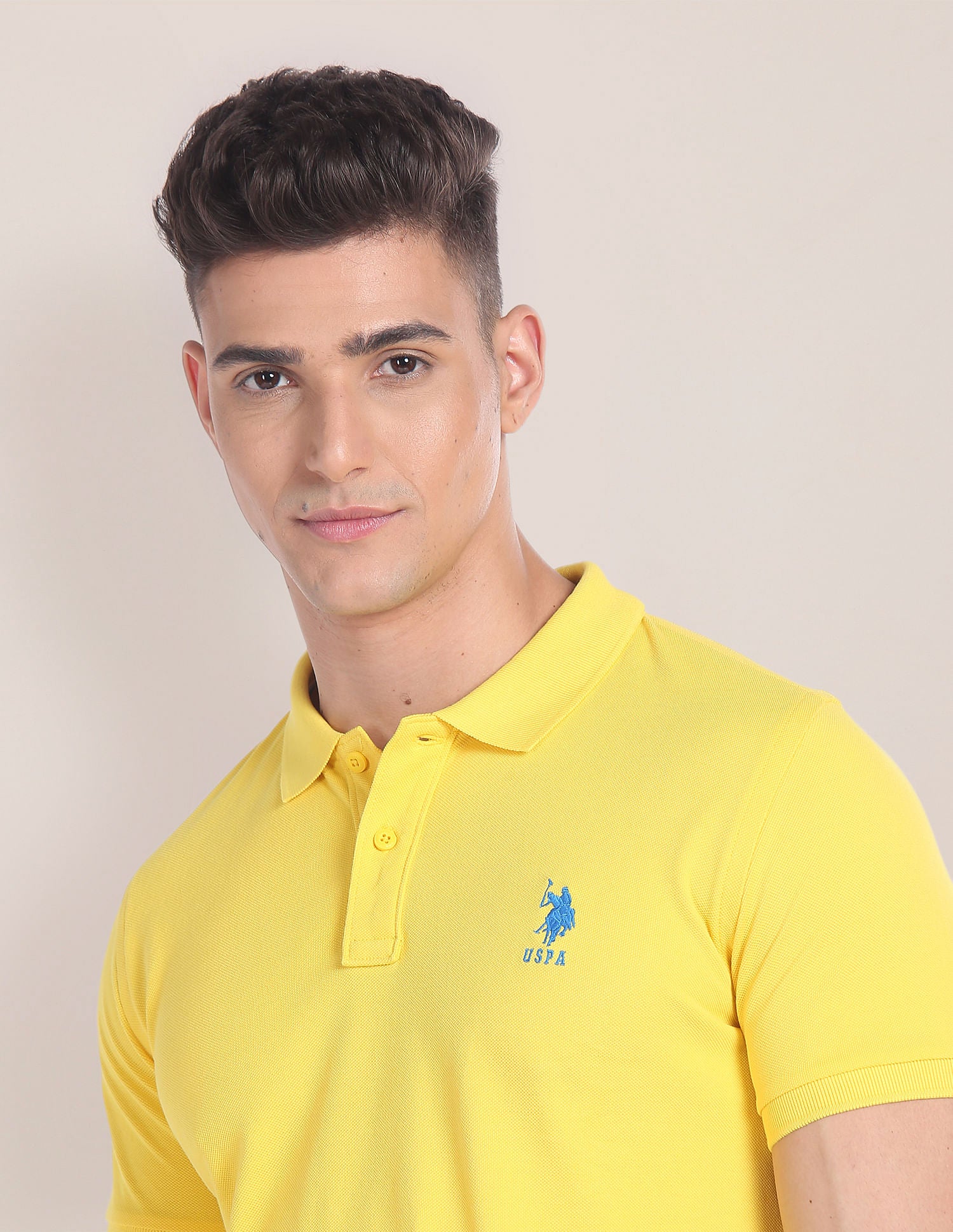 Cotton Solid Polo Shirt Yellow - U.S. POLO ASSN. | Large