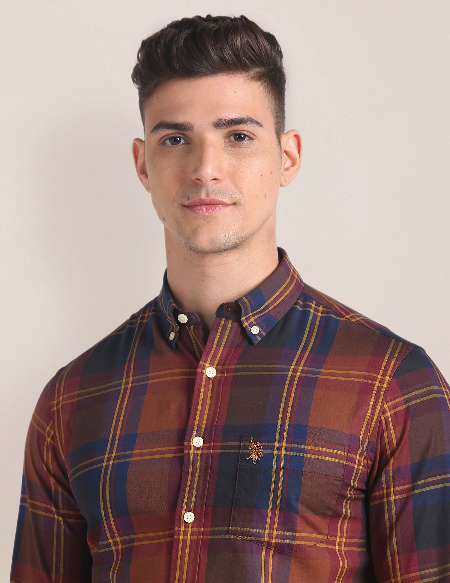 Premium Cotton Tartan Check Shirt Maroon - U.S. Polo Assn. India | Large