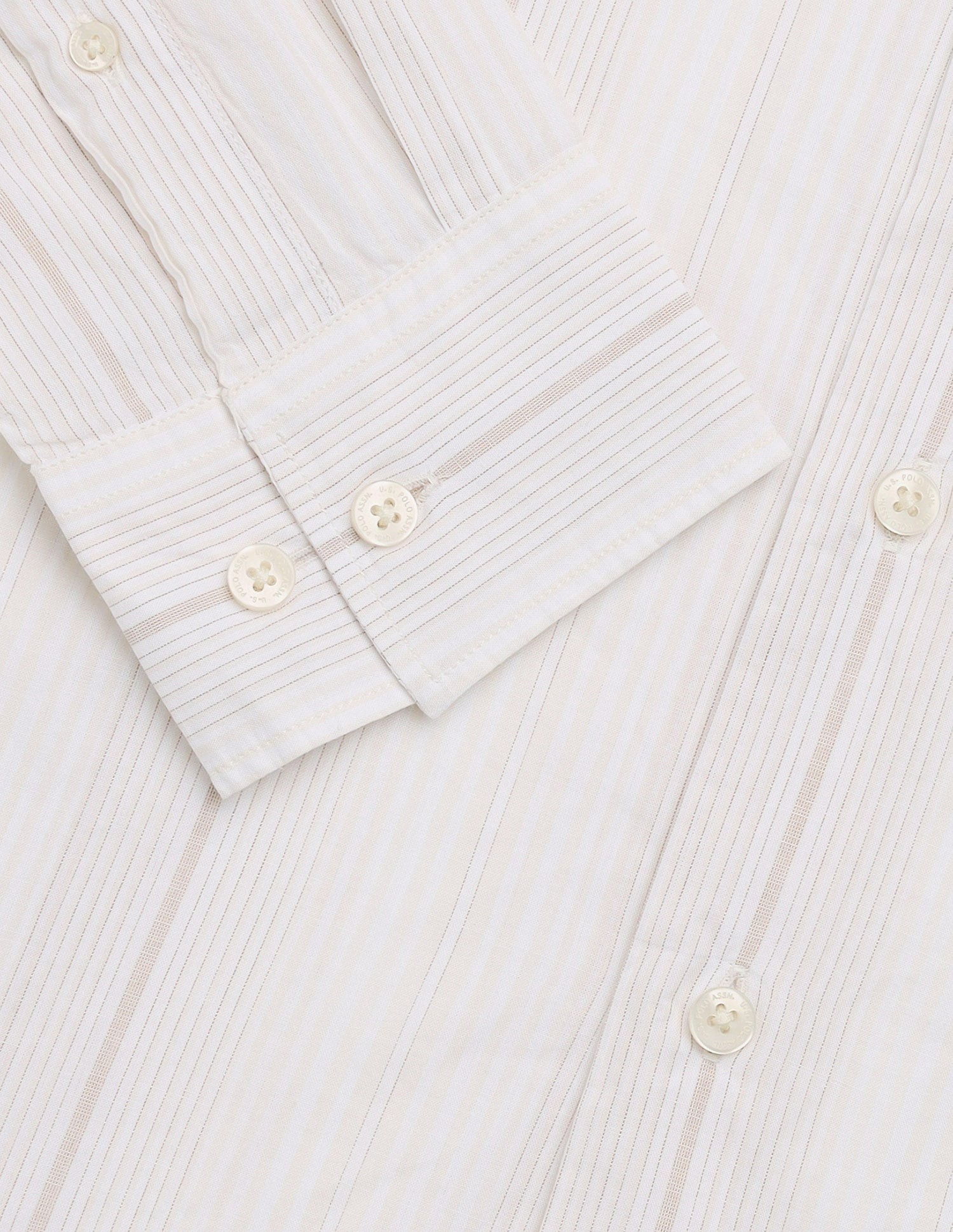 Vertical Striped Regular Fit Shirt Beige - U.S. Polo Assn. India | Large