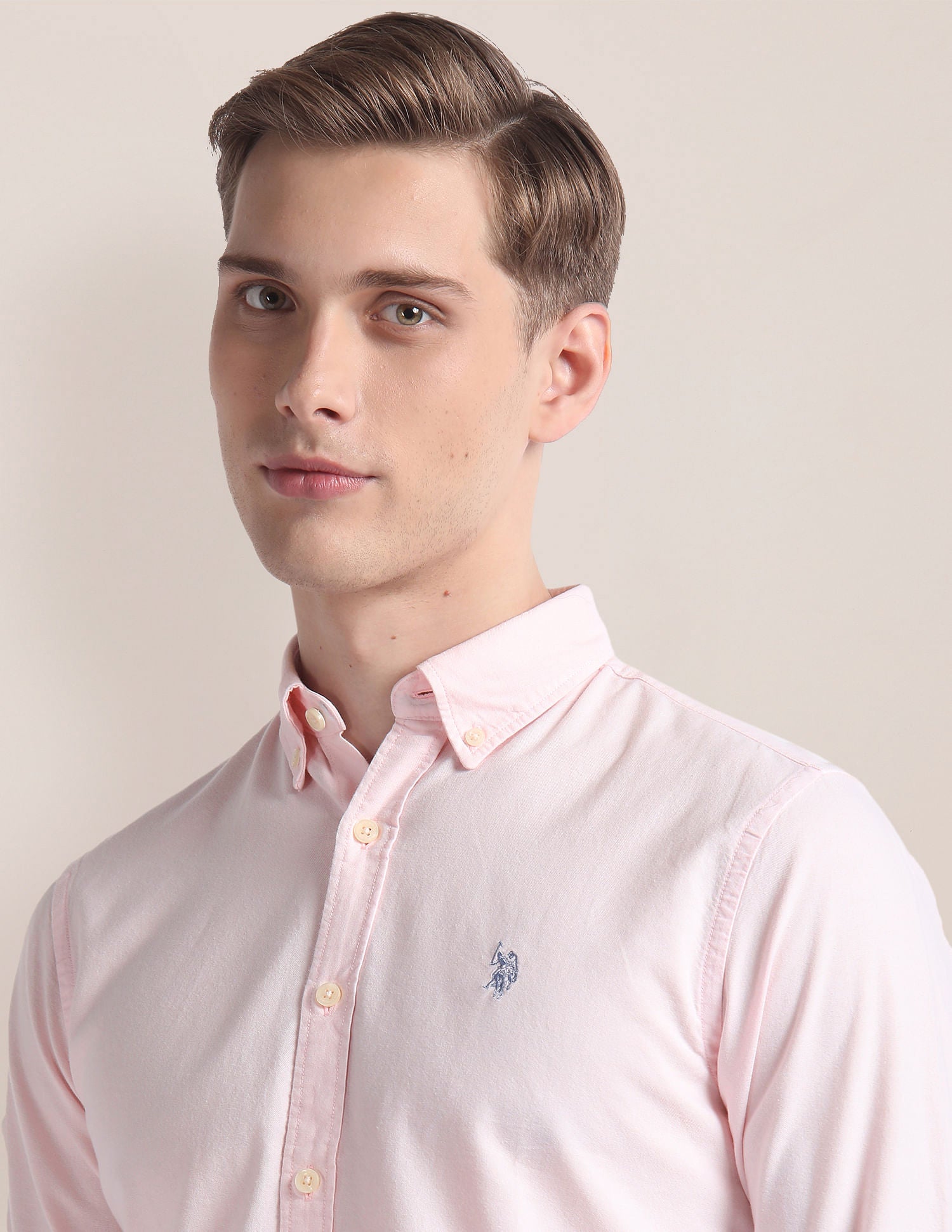 Solid Dobby Shirt Pink - U.S. POLO ASSN. | Large